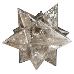 Handgeschnitzter wasserklarer lemurischer Quarz Merkaba Stern