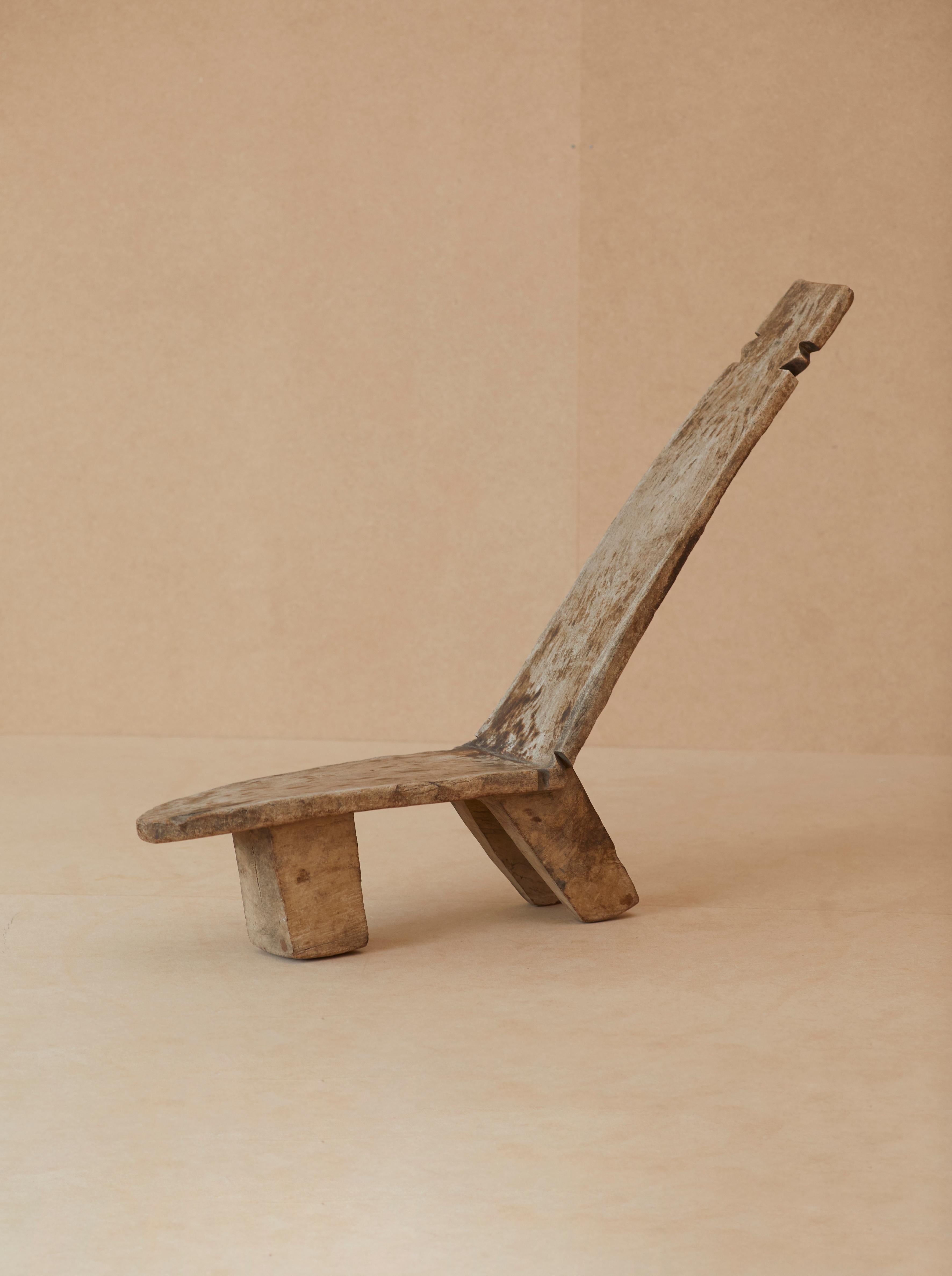 20th Century Hand Carved West African Lobi Tribe Stargazing Chair C. 1940-1950 in Solid Wood