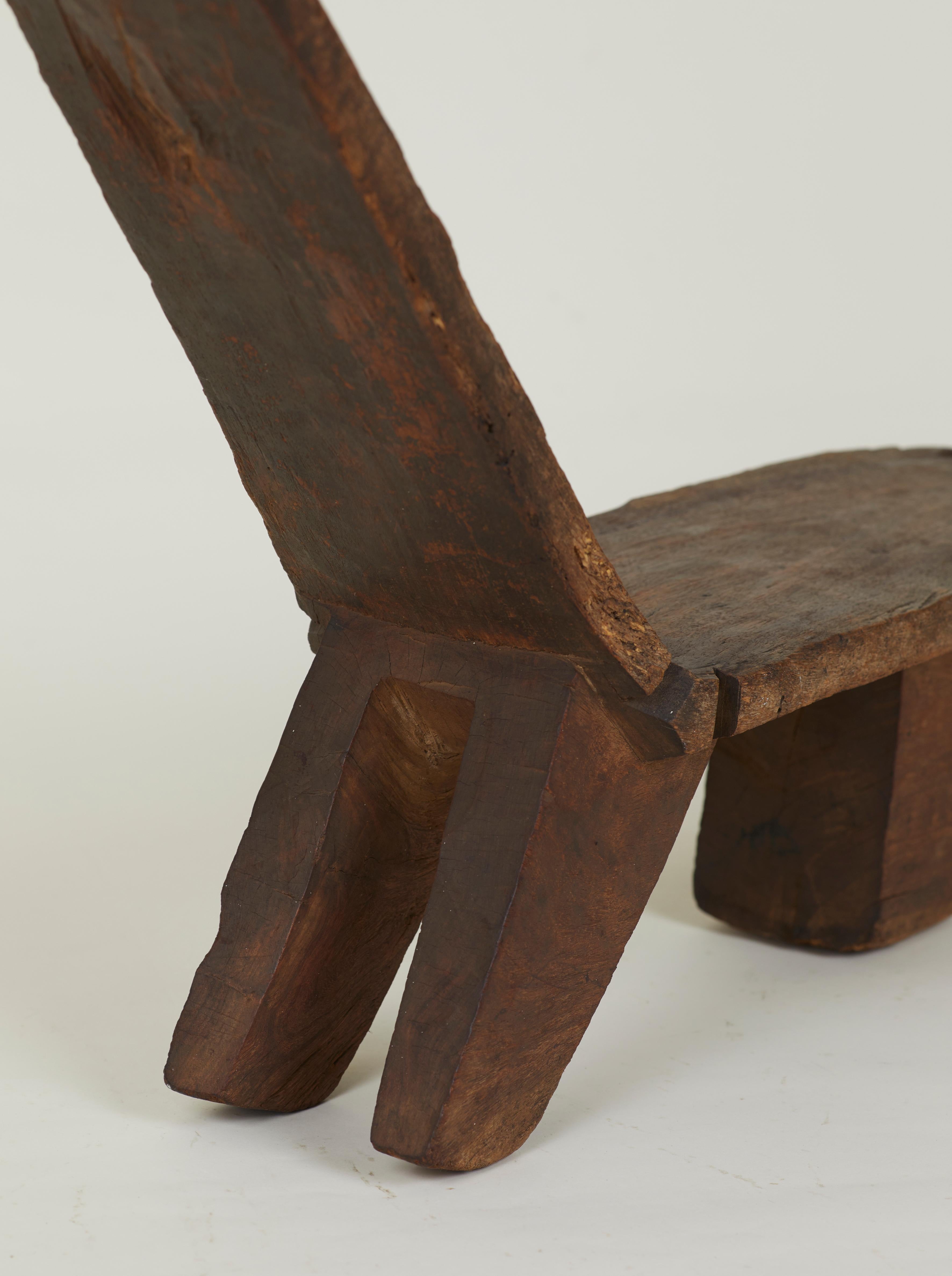 Burkinabe Hand Carved West African Lobi Tribe Stargazing Chair C. 1940-1950 in Solid Wood For Sale