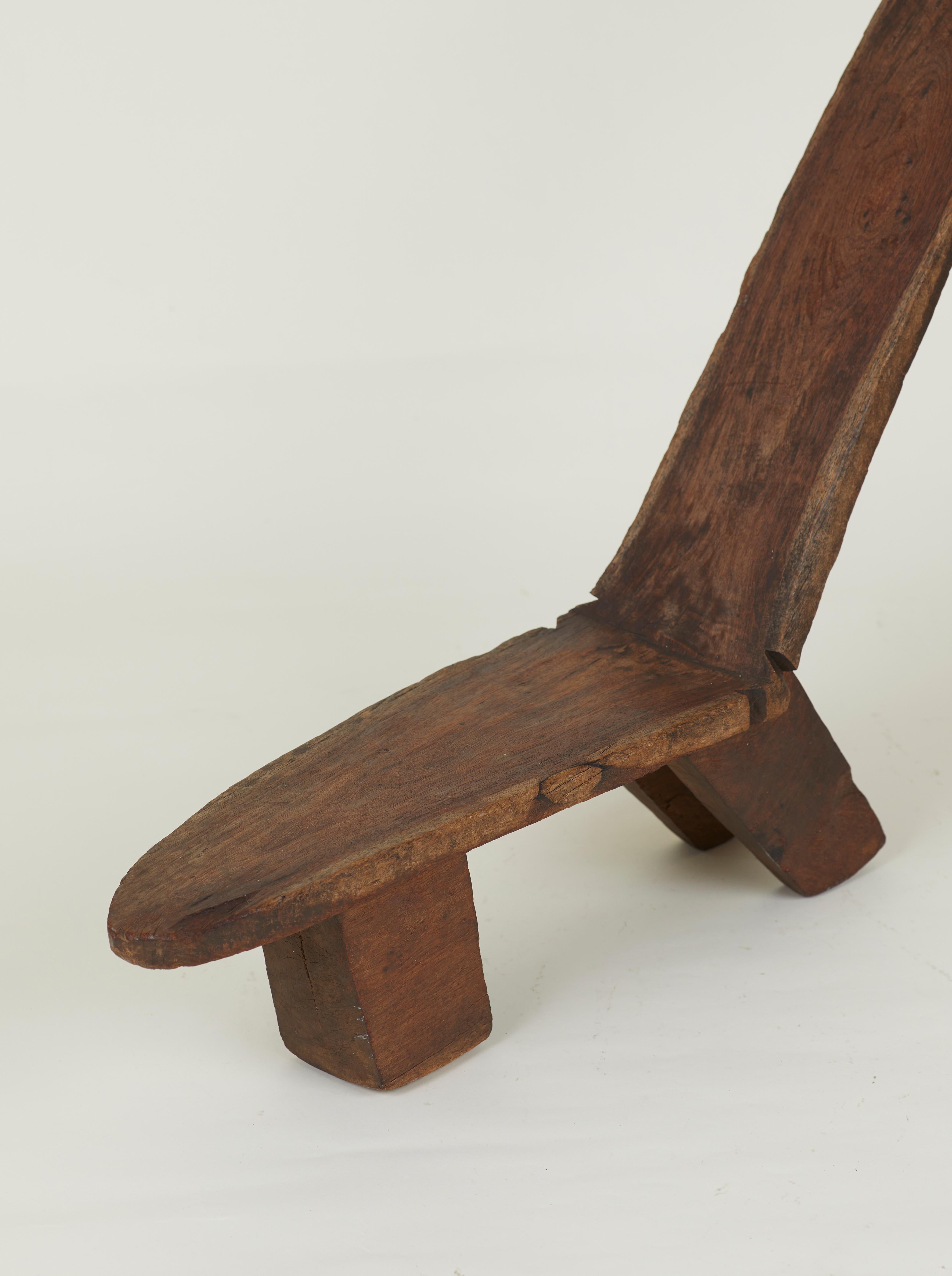 Mid-20th Century Hand Carved West African Lobi Tribe Stargazing Chair C. 1940-1950 in Solid Wood For Sale