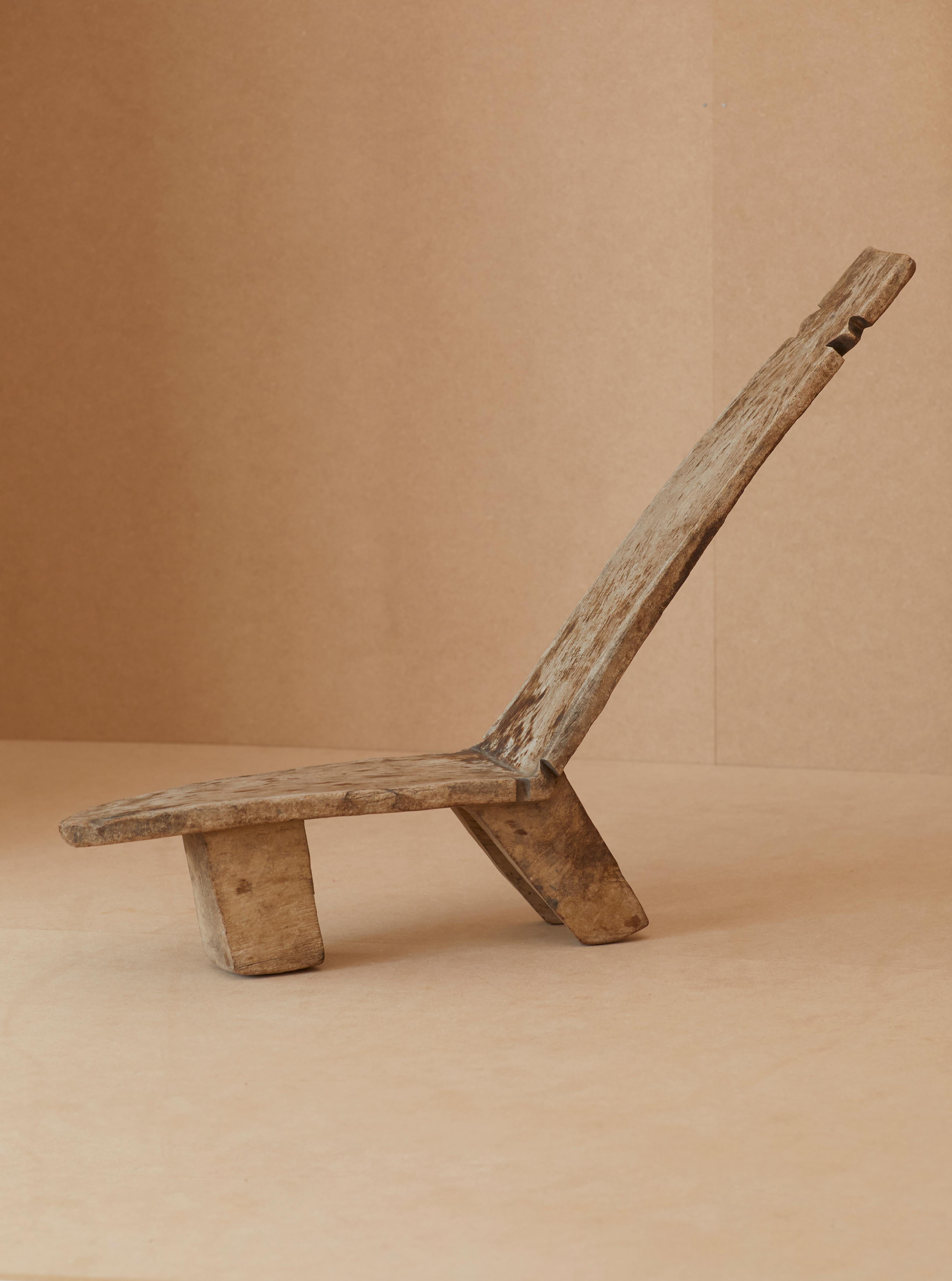 Hand-Carved Hand Carved West African Lobi Tribe Stargazing Chair C. 1940-1950 in Solid Wood