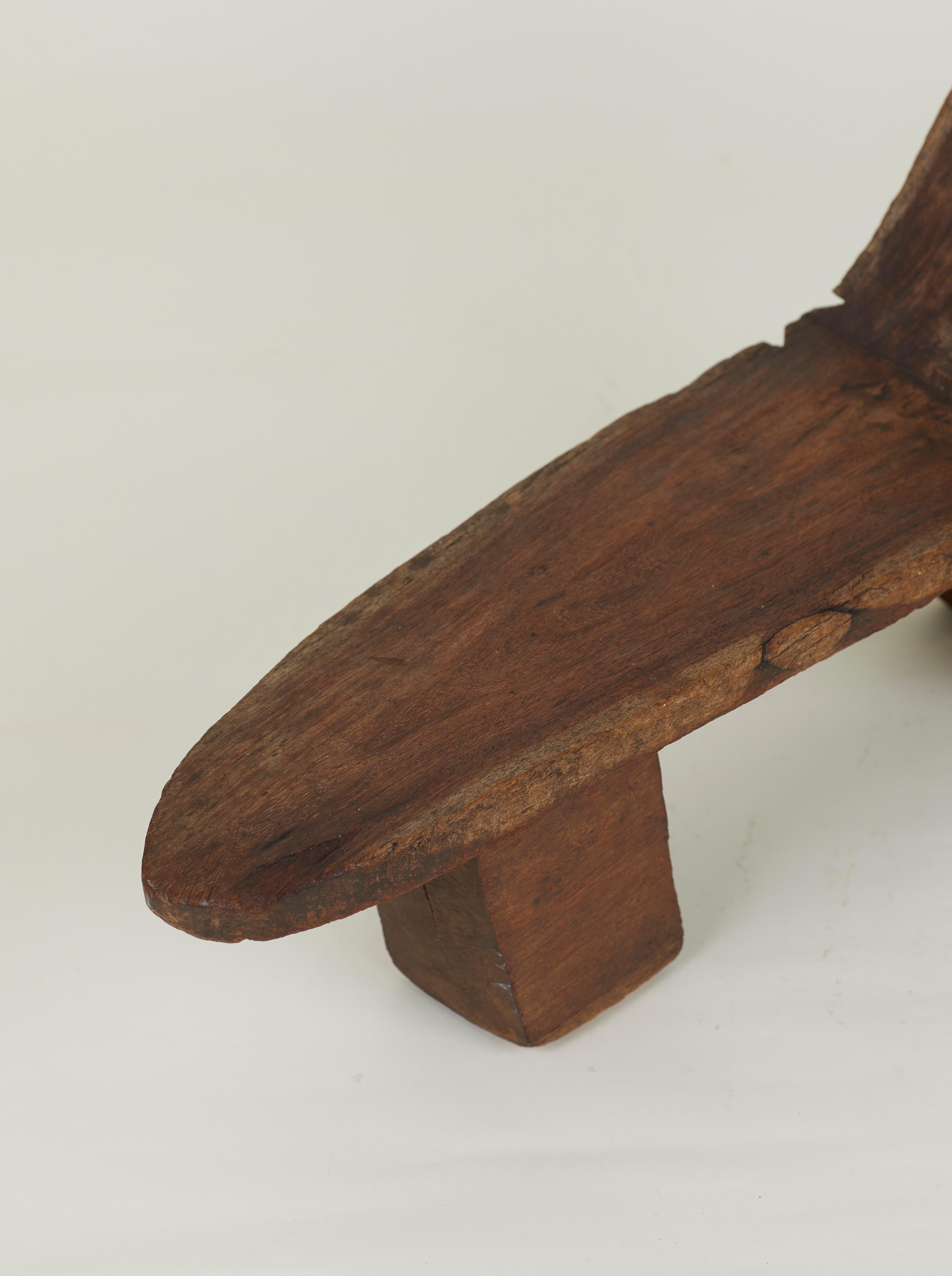 Hand Carved West African Lobi Tribe Stargazing Chair C. 1940-1950 in Solid Wood For Sale 2