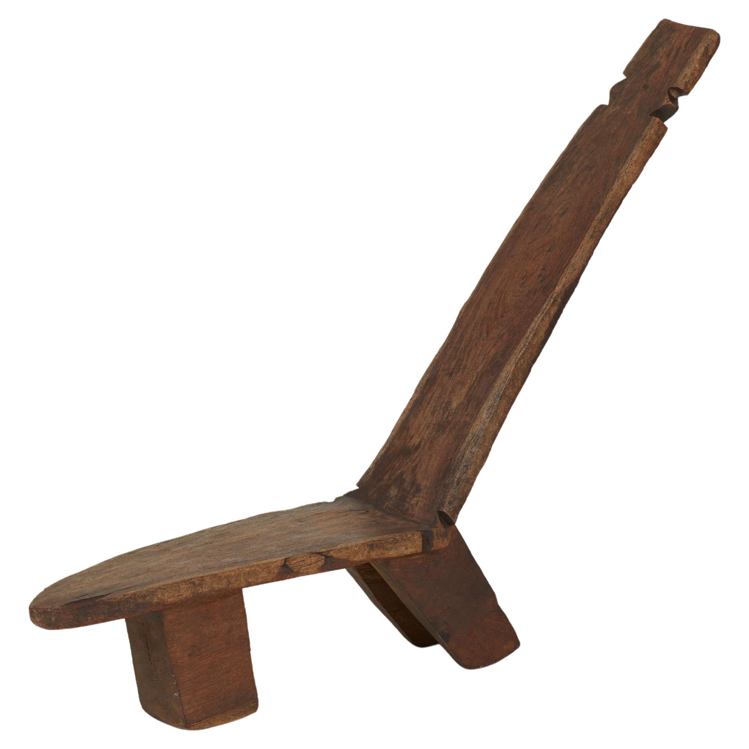 Hand Carved West African Lobi Tribe Stargazing Chair C. 1940-1950 in Solid Wood