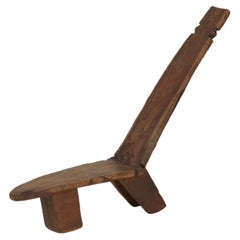 Hand Carved West African Lobi Tribe Stargazing Chair C. 1940-1950 in Solid Wood