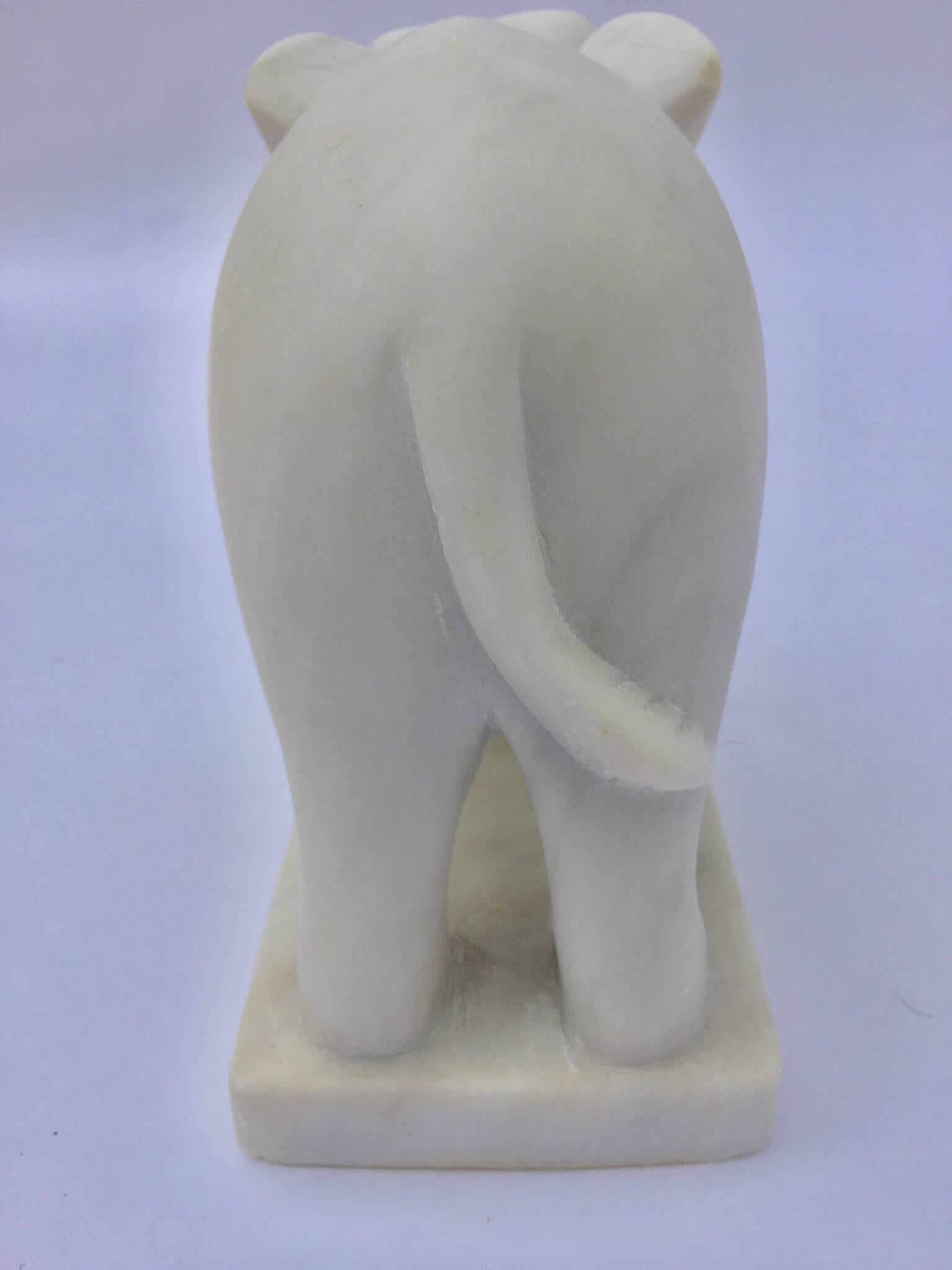 20th Century Hand-Carved White Elephant Marble Sculpture Jaipur, Rajasthan India
