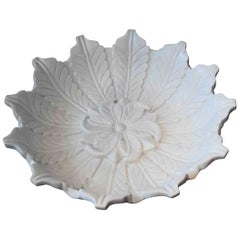 Vintage Hand-Carved White Marble Bowl, Mid-20th Century