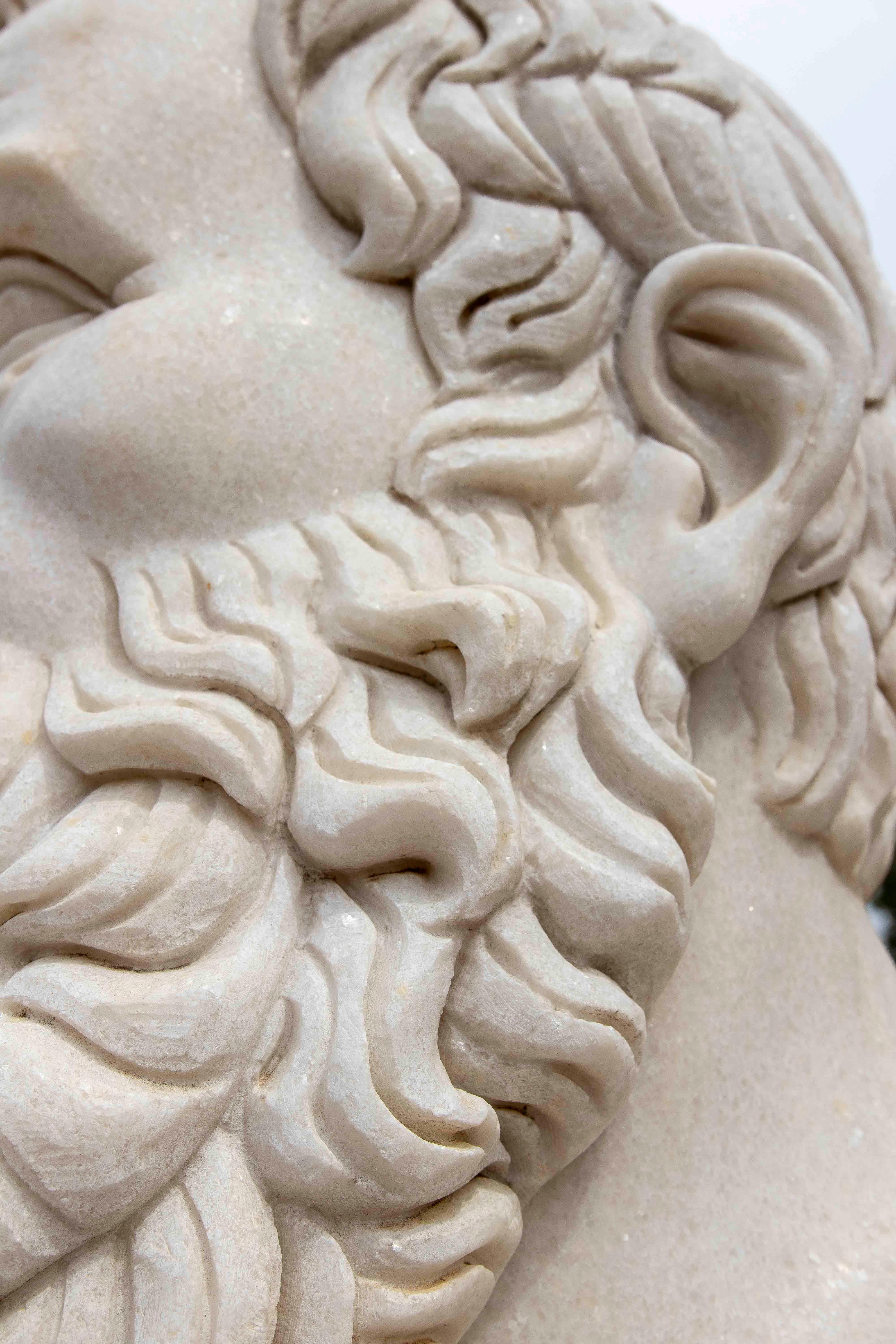 Hand-Carved White Marble Bust of Solon For Sale 5