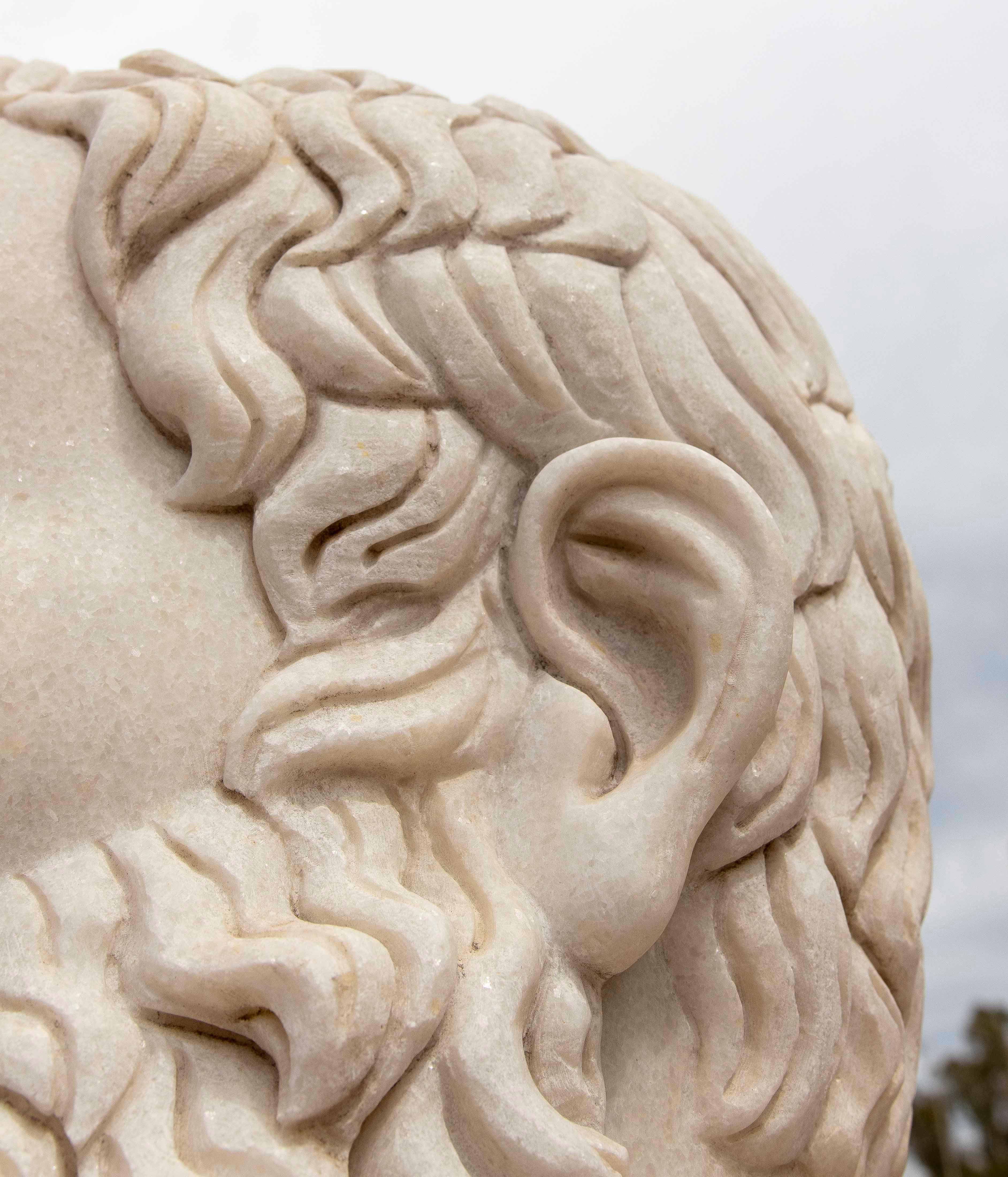 Hand-Carved White Marble Bust of Solon For Sale 6
