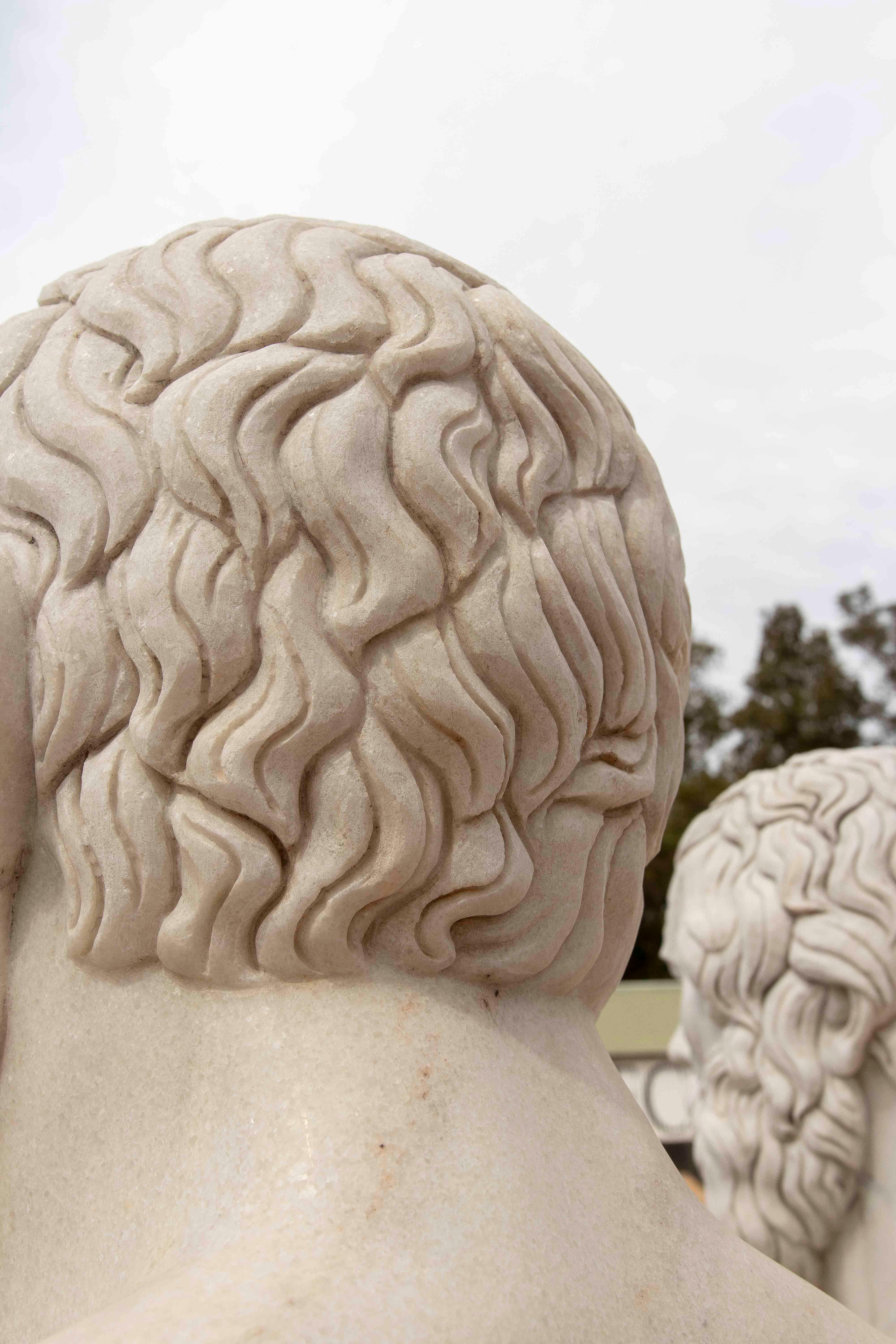 Hand-Carved White Marble Bust of Solon For Sale 1