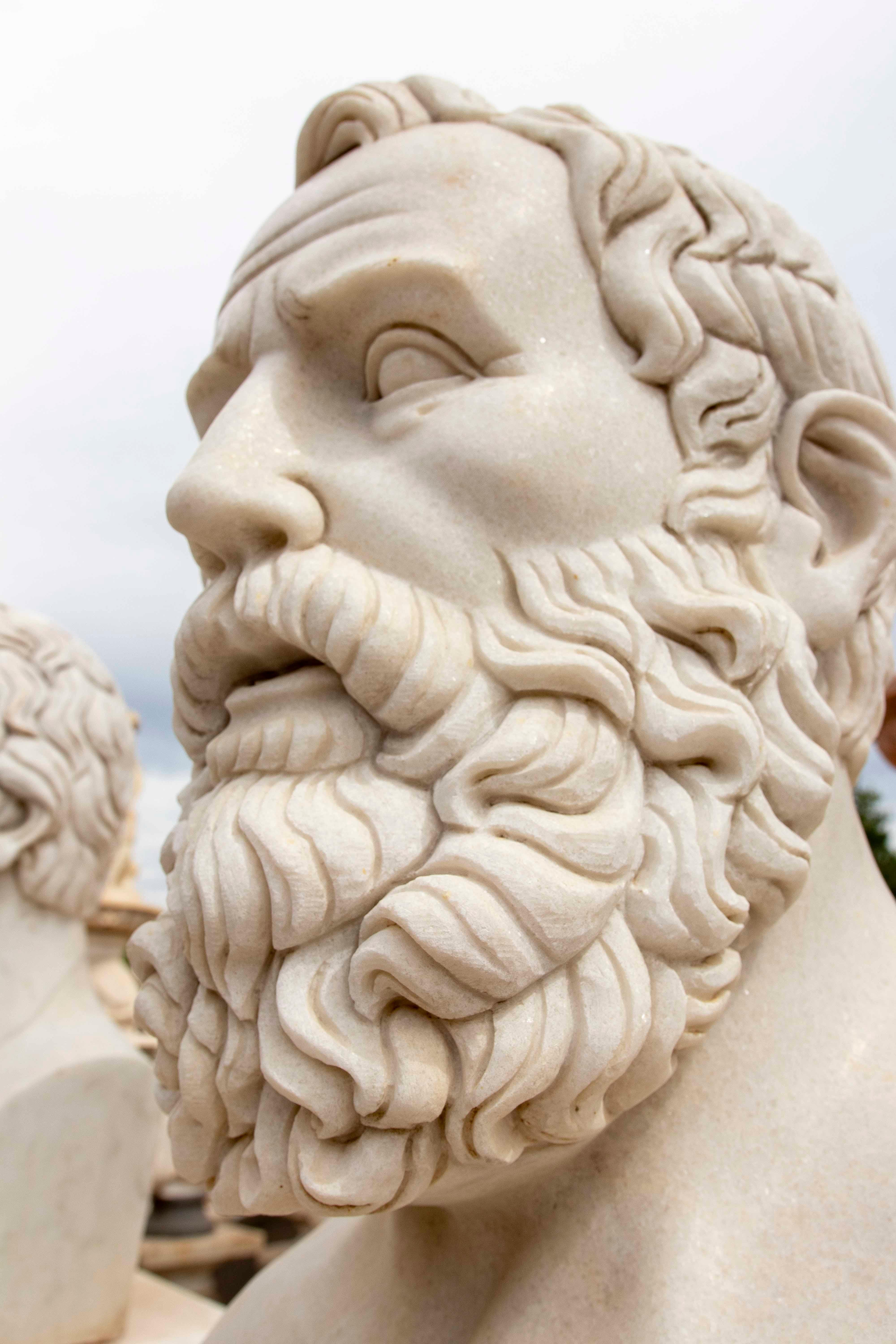 Hand-Carved White Marble Bust of Solon For Sale 4