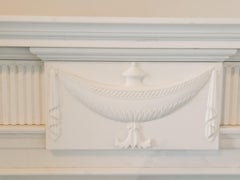 Hand-Carved White Marble Fireplace Mantel with Fluting in the Regency Style