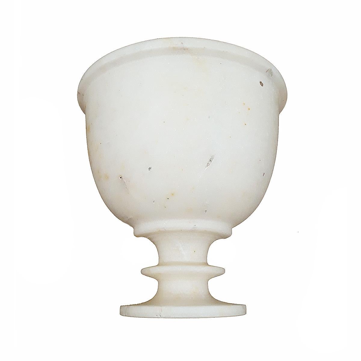 Anglo-Indian Hand-Carved White Marble Goblet from India