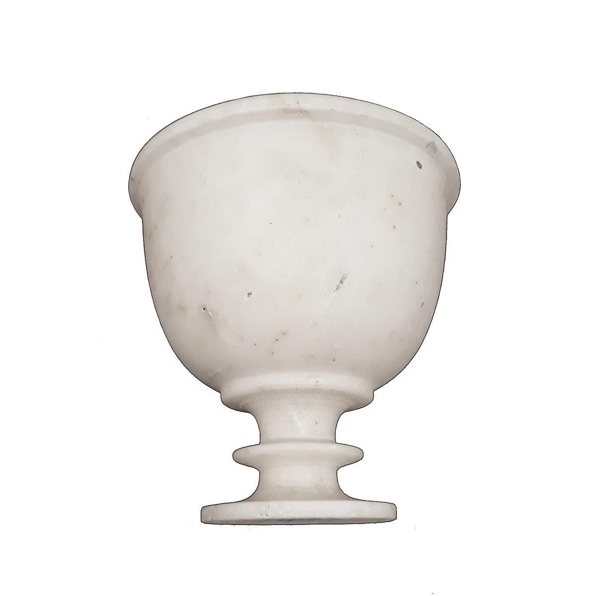 Indian Hand-Carved White Marble Goblet from India