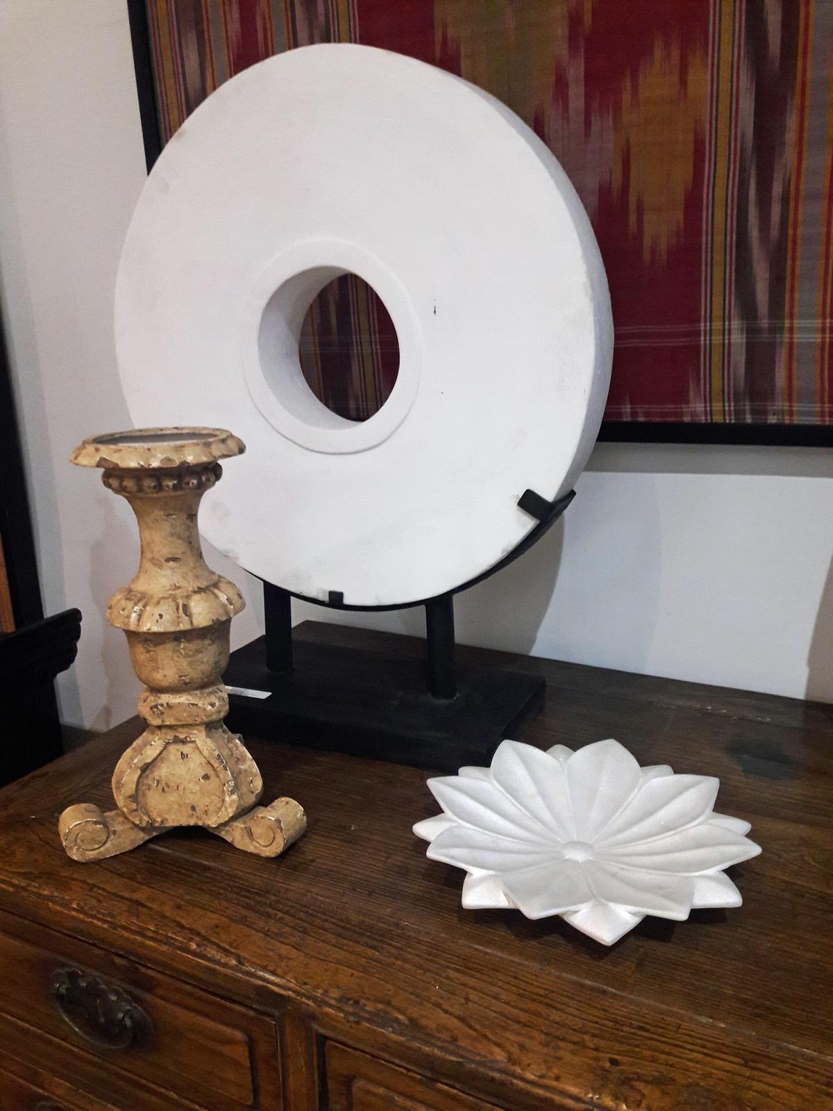 Hand Carved White Marble Lotus Plate 1