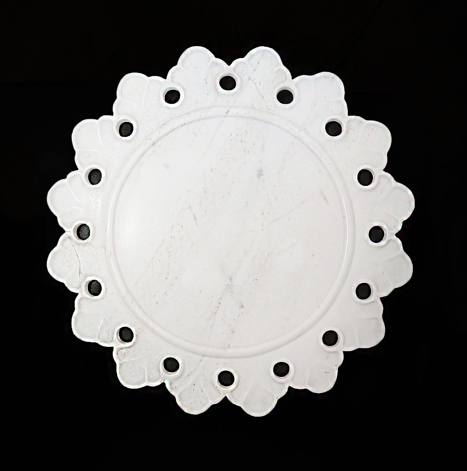 Servidor / Cargador / Plato de Mármol Blanco Tallado a Mano en venta 5