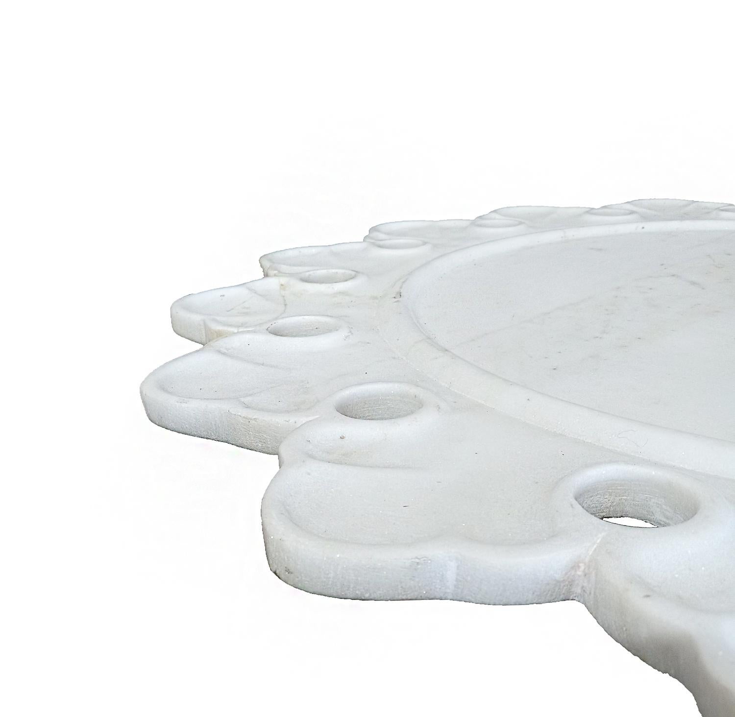 Servidor / Cargador / Plato de Mármol Blanco Tallado a Mano en venta 1