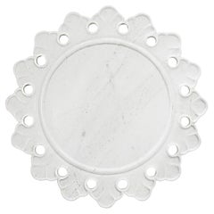 Serveur / Chargeur / Assiette en marbre blanc sculpté à la main