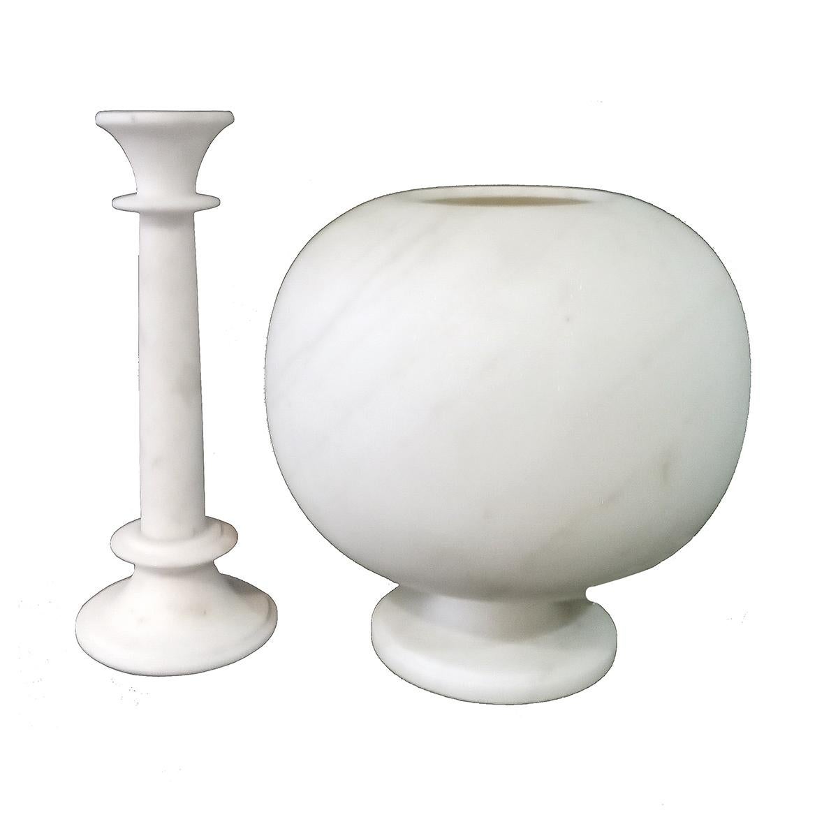 Hand Carved White Marble Vase from India at 1stDibs