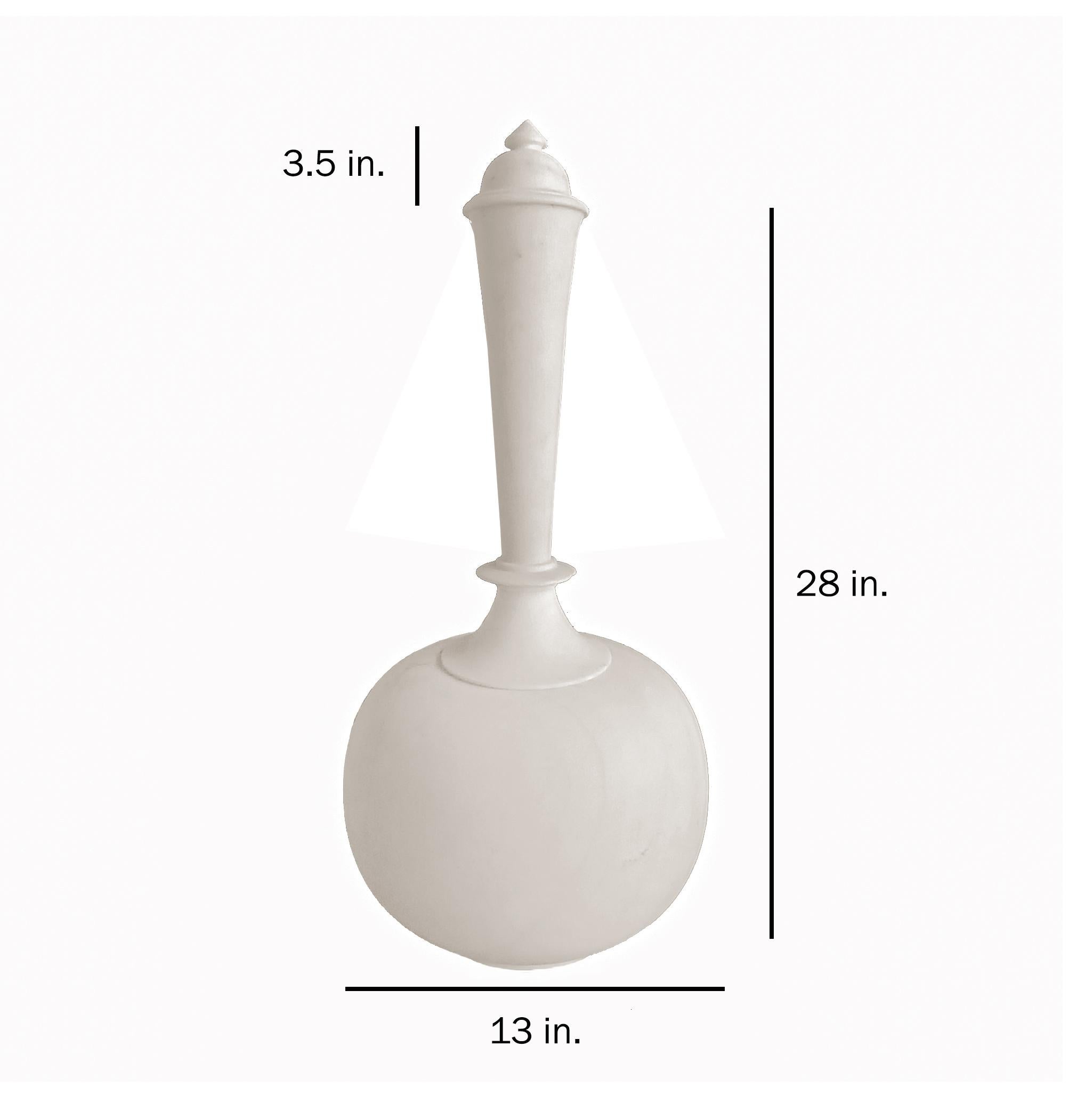 Handgeschnitzte Vase aus weißem Marmor, 28 Zoll hoch, spätes 20. Jahrhundert im Angebot 10
