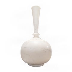 Hand-Carved White Marble Vase, Anglo-Indian Style, India, 1960s