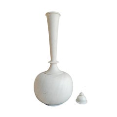 Hand-Carved White Marble Vase, 28 Inches Tall, Late 20th Century