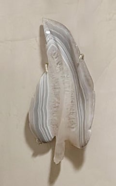 Leaf Hand Carved from White Pearl Agate