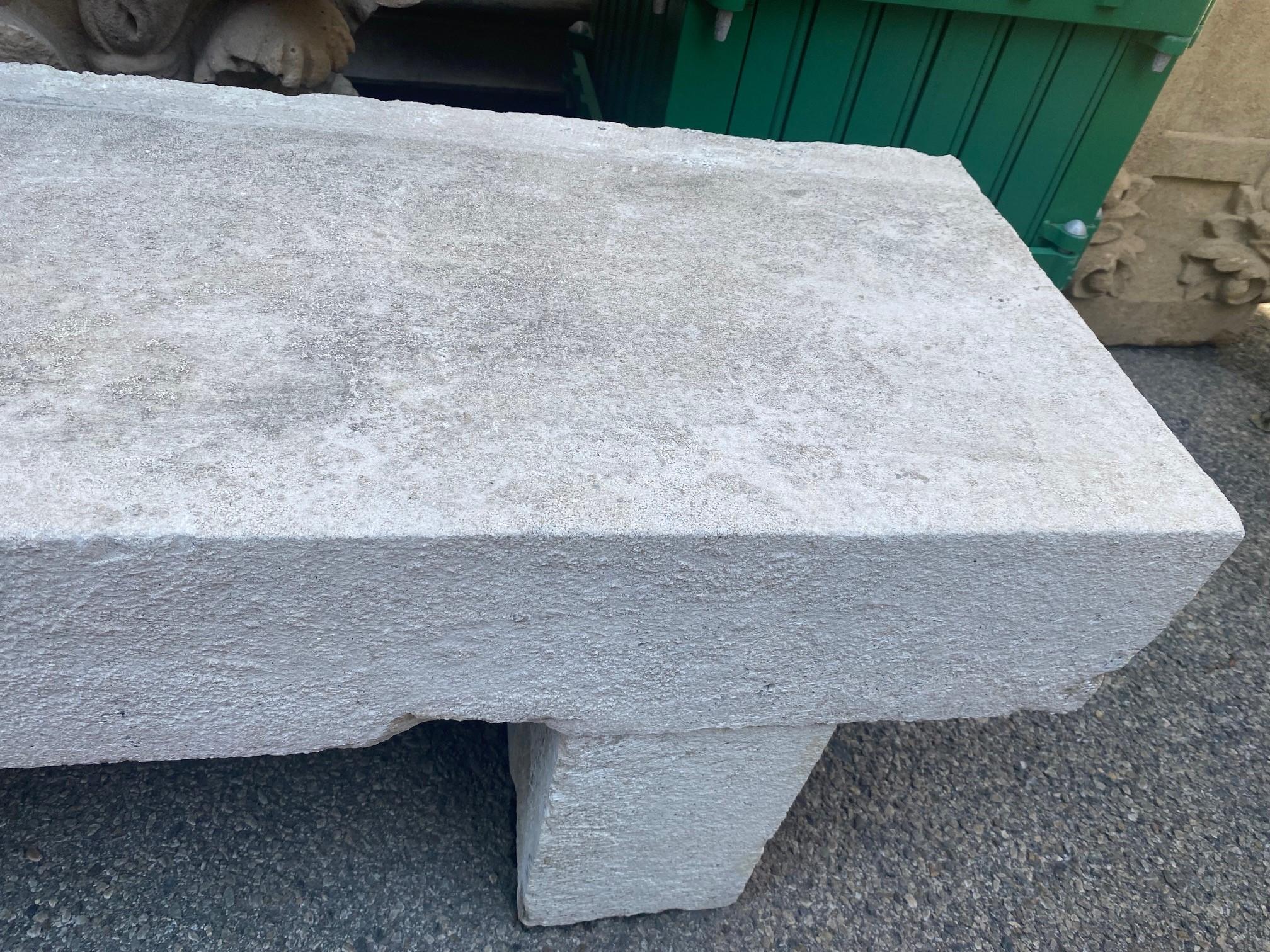 Hand Carved White Stone Park Garden Bench Seat Antique Indoor Outdoor LA CA 6
