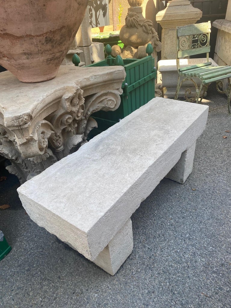 Hand Carved White Stone Park Garden Bench Seat Antique Indoor Outdoor