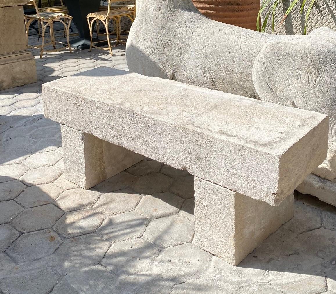 Hand-Carved Hand Carved White Stone Park Garden Bench Seat Antique Indoor Outdoor LA CA 