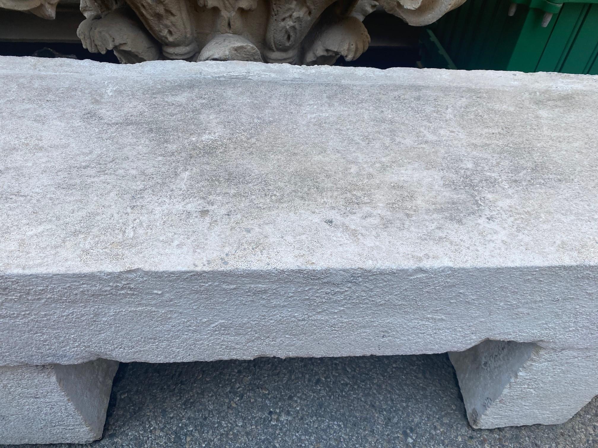 Hand Carved White Stone Park Garden Bench Seat Antique Indoor Outdoor LA CA  5