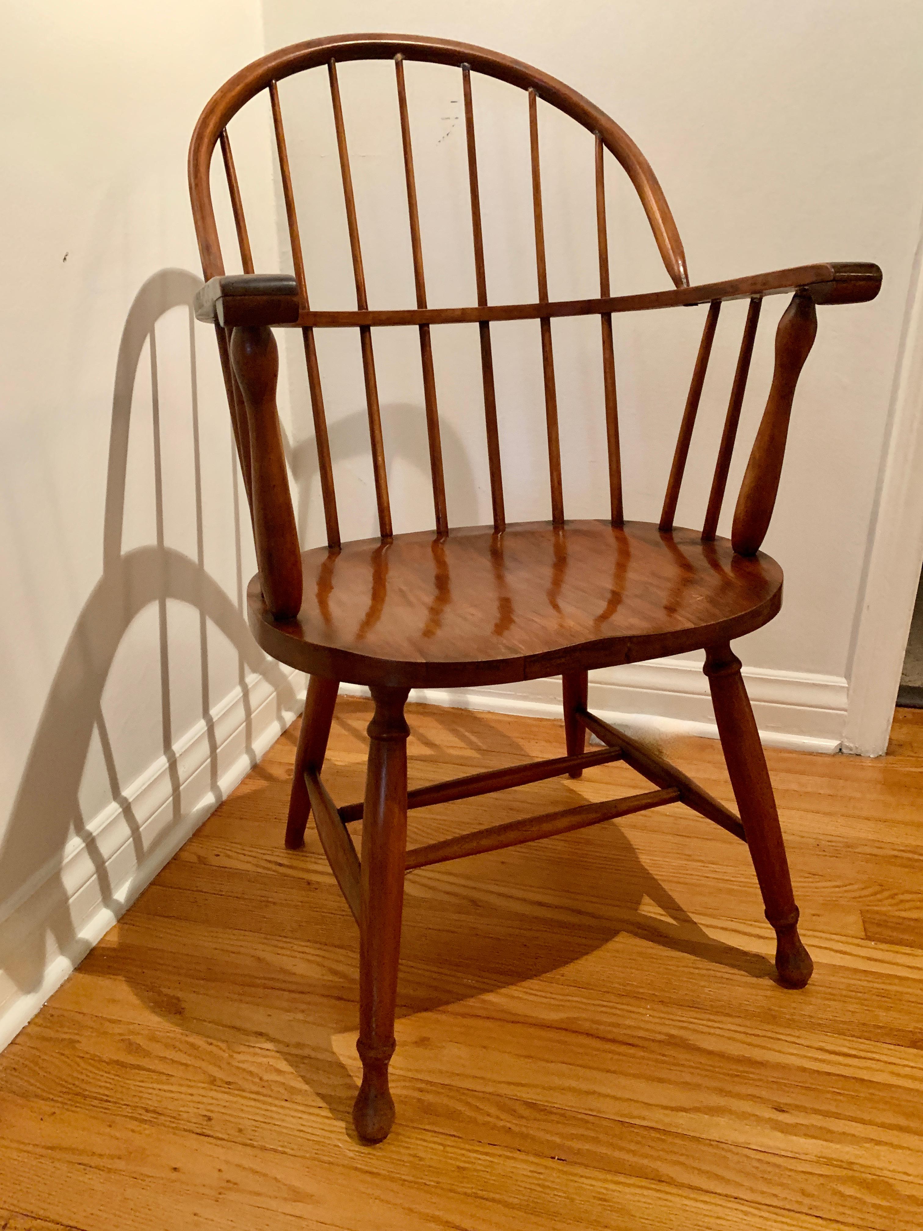 19th Century Hand Carved Windsor Chair For Sale