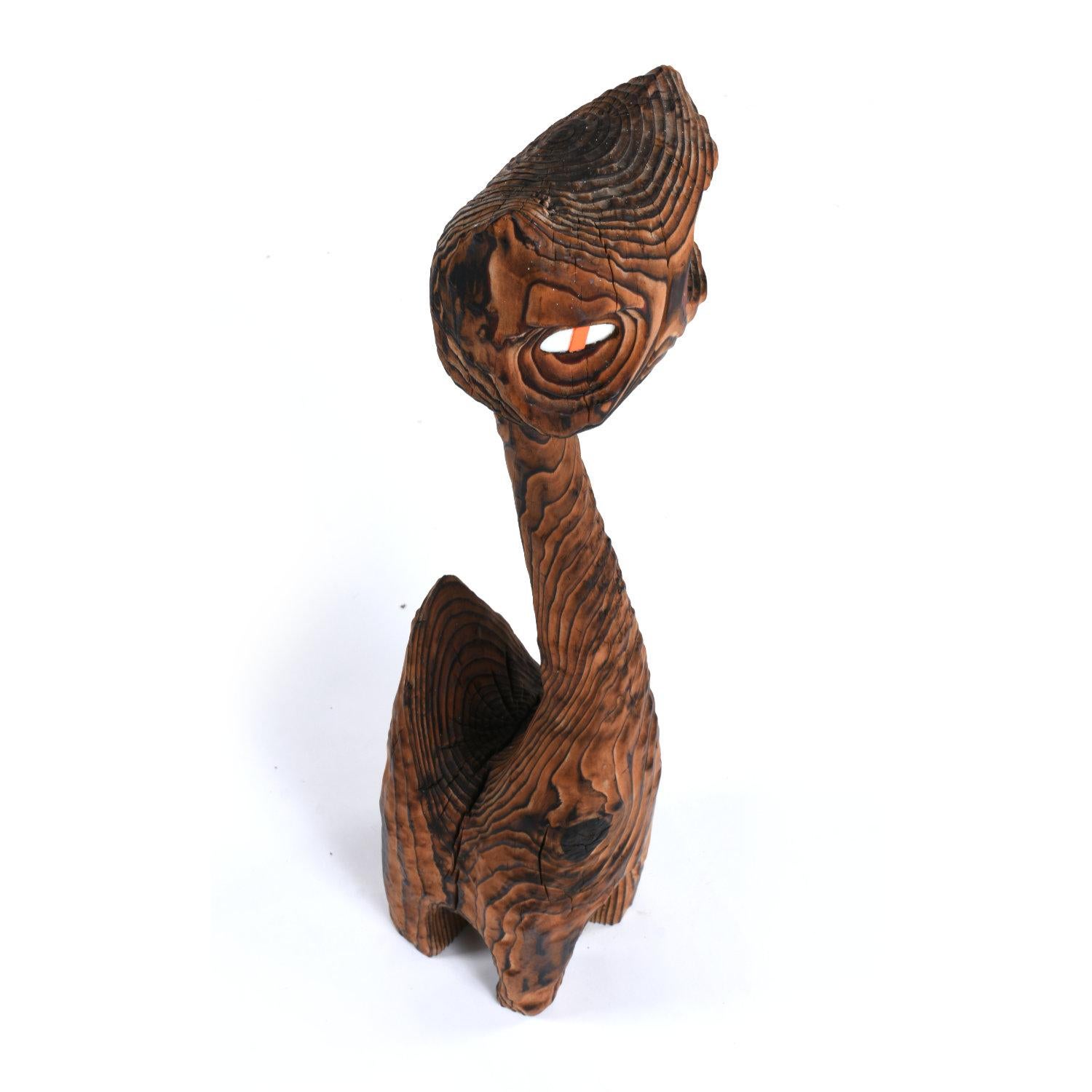 Américain Bois de Witco sculpté à la main  Sculpture de chat Tiki à 3 pieds