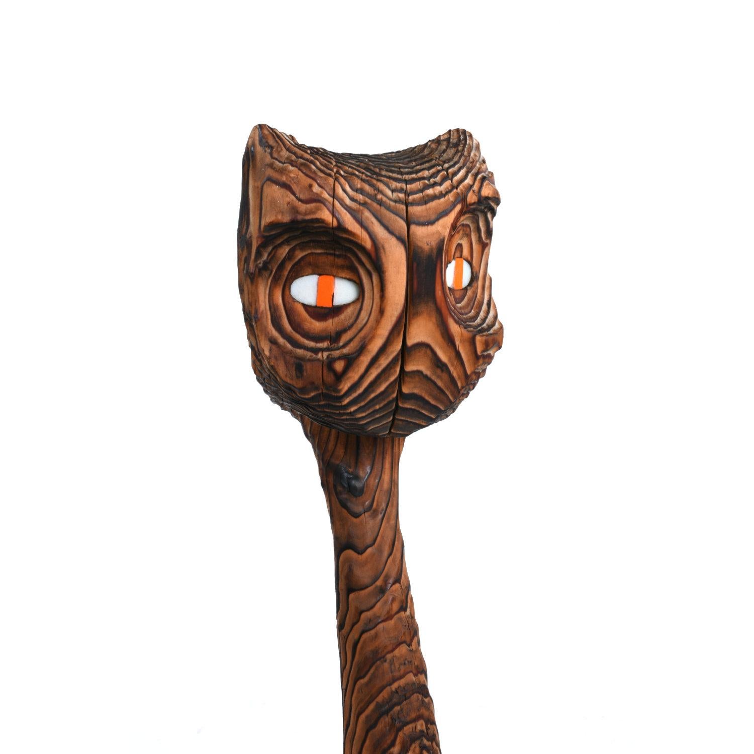Mid-Century Modern Hand Carved Witco Wood  3-Foot Tiki Cat Sculpture