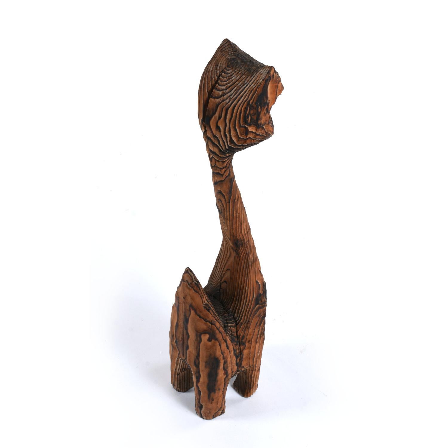American Hand Carved Witco Wood  3-Foot Tiki Cat Sculpture