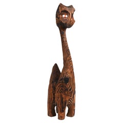 Hand Carved Witco Wood  3-Foot Tiki Cat Sculpture