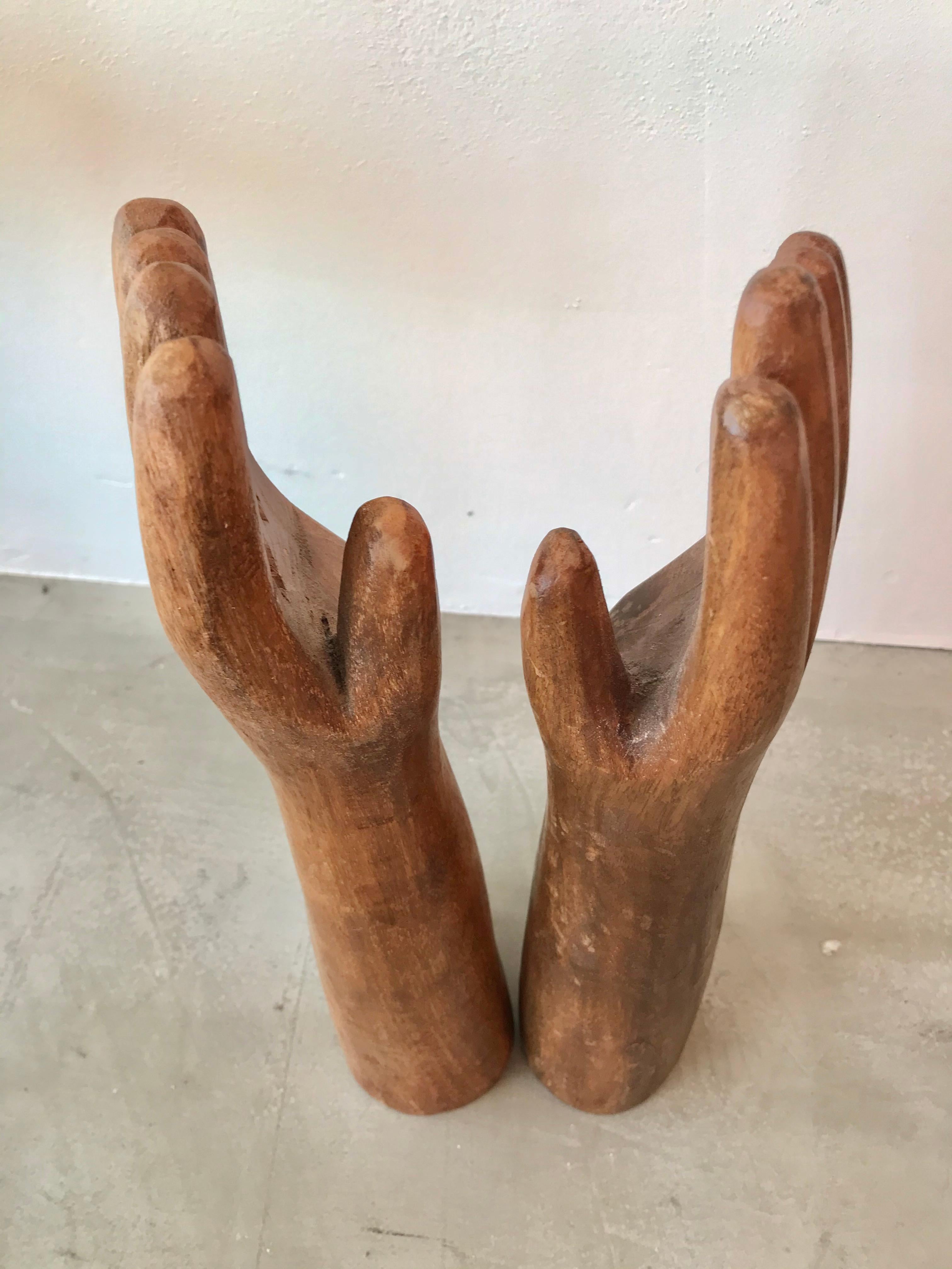 Late 20th Century Hand Carved Wood Arms