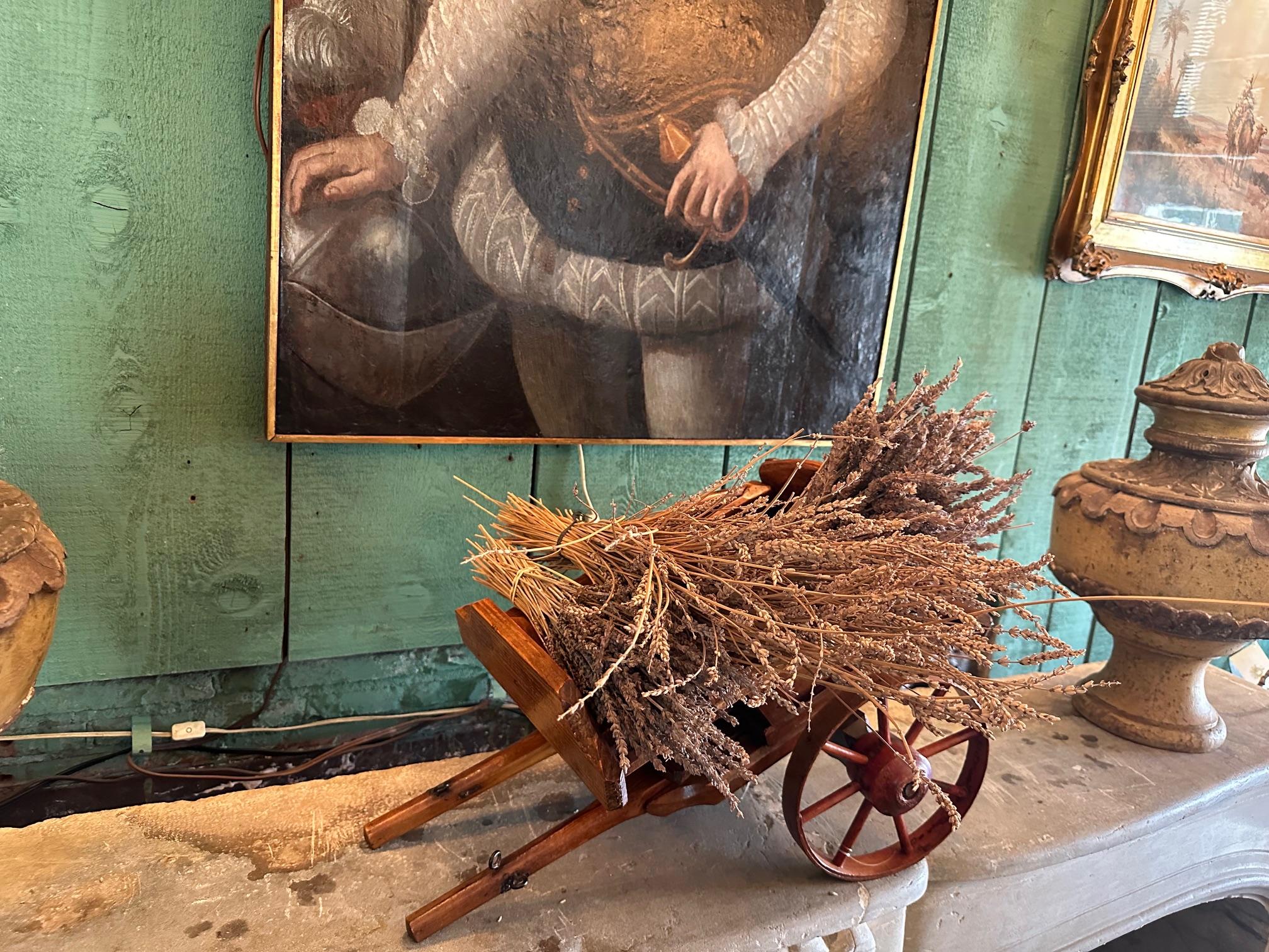 Hand Carved Wood Basket Decorative Object Wagon Toy Antique Centerpiece LA CA For Sale 10