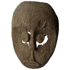 Masque de tribu de chérubins de Dayak en bois sculpté à la main, Indonésie, vers 1900