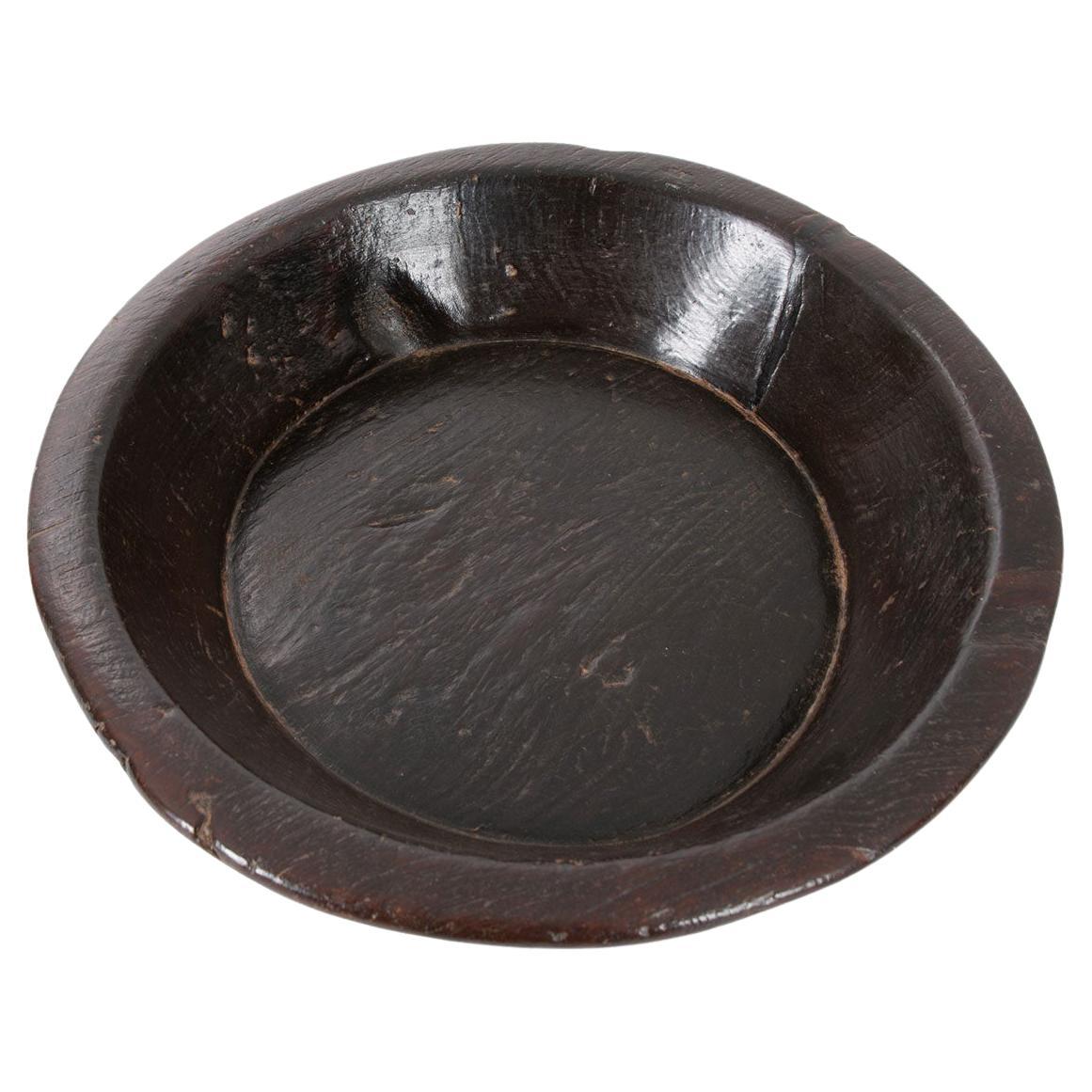Hand Carved Sandalwood Bowl with Bone Inlay Handles at 1stDibs