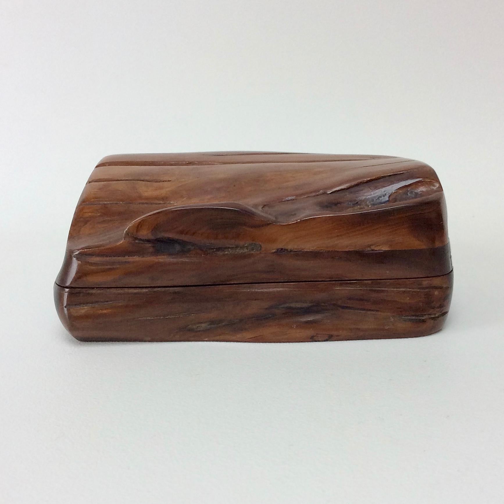 Mid-Century Modern Hand-Carved Wood Box, circa 1950, France