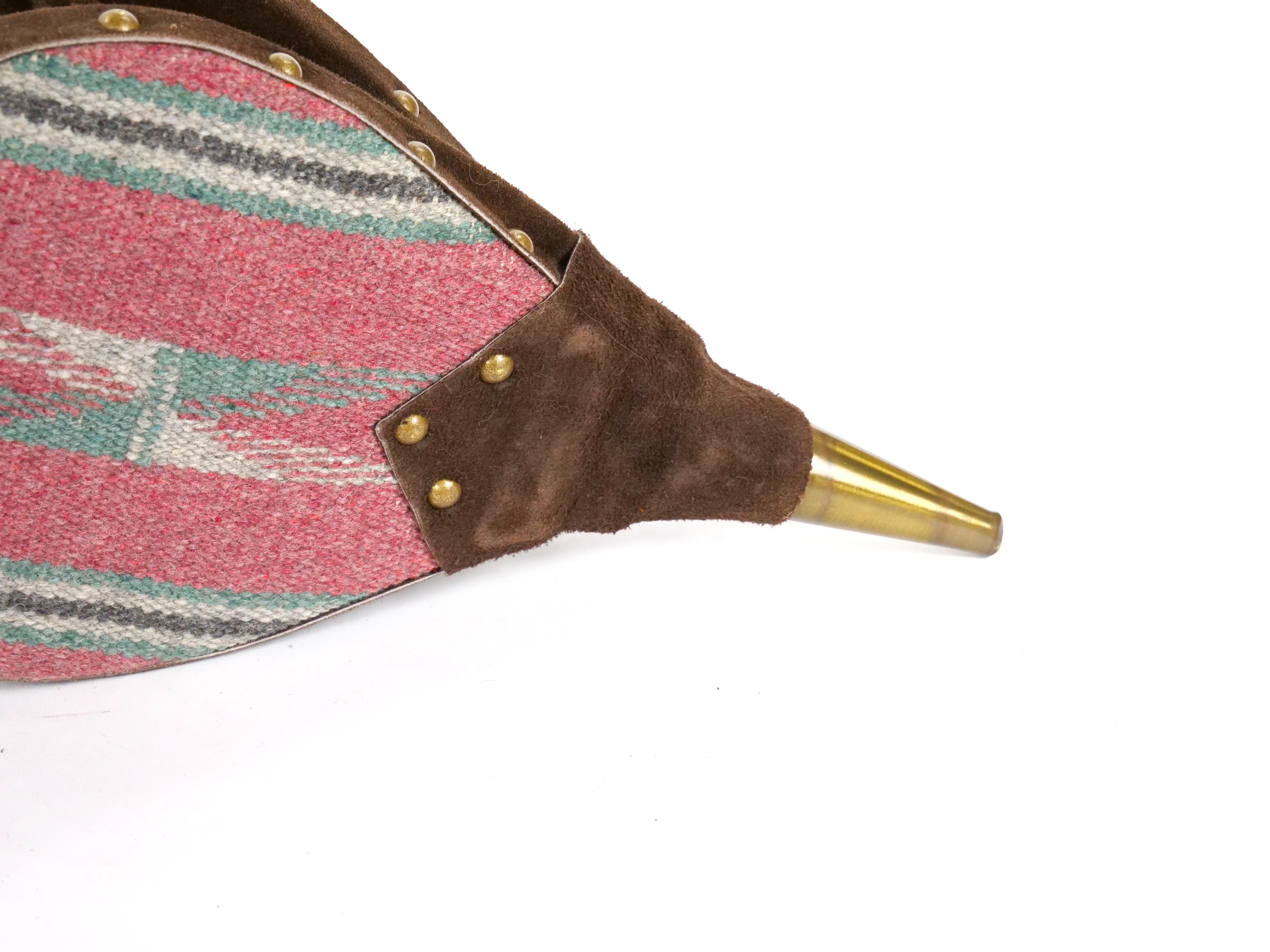Hand-Carved Hand Carved Wood / Brass North American Fireplace Bellows For Sale