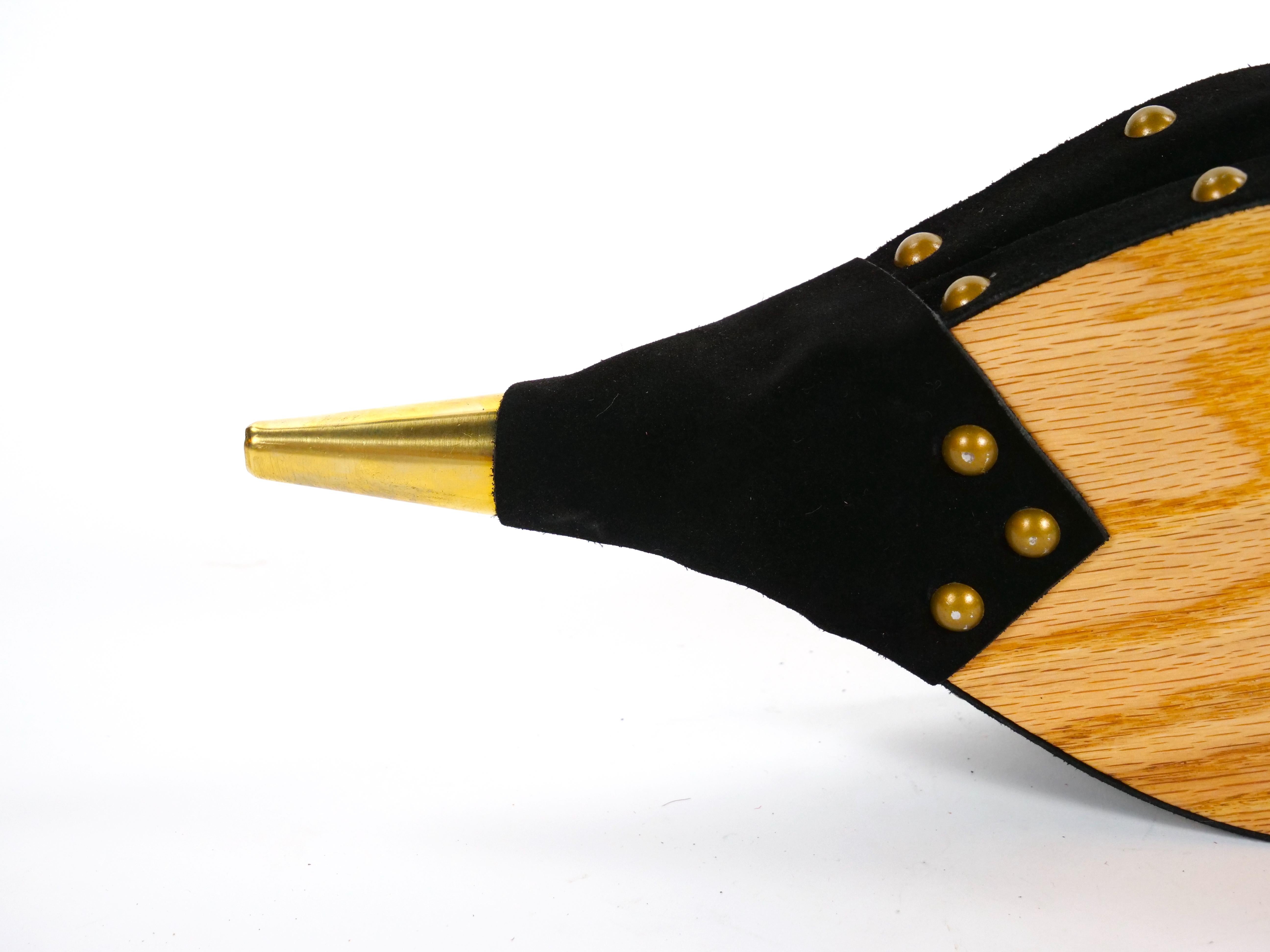 Hand Carved Wood / Brass North American Fireplace Bellows For Sale 1