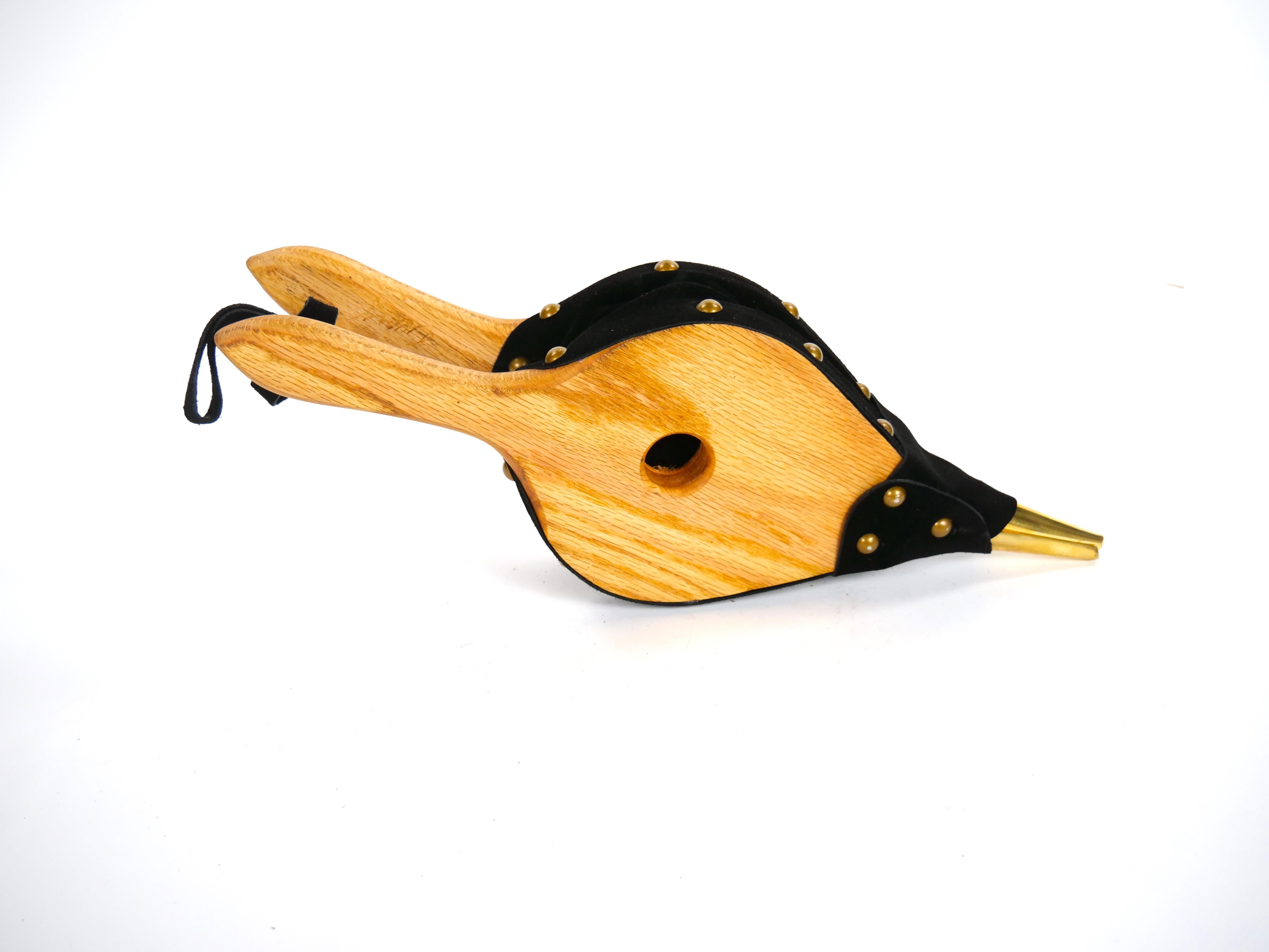 Hand Carved Wood / Brass North American Fireplace Bellows For Sale 4