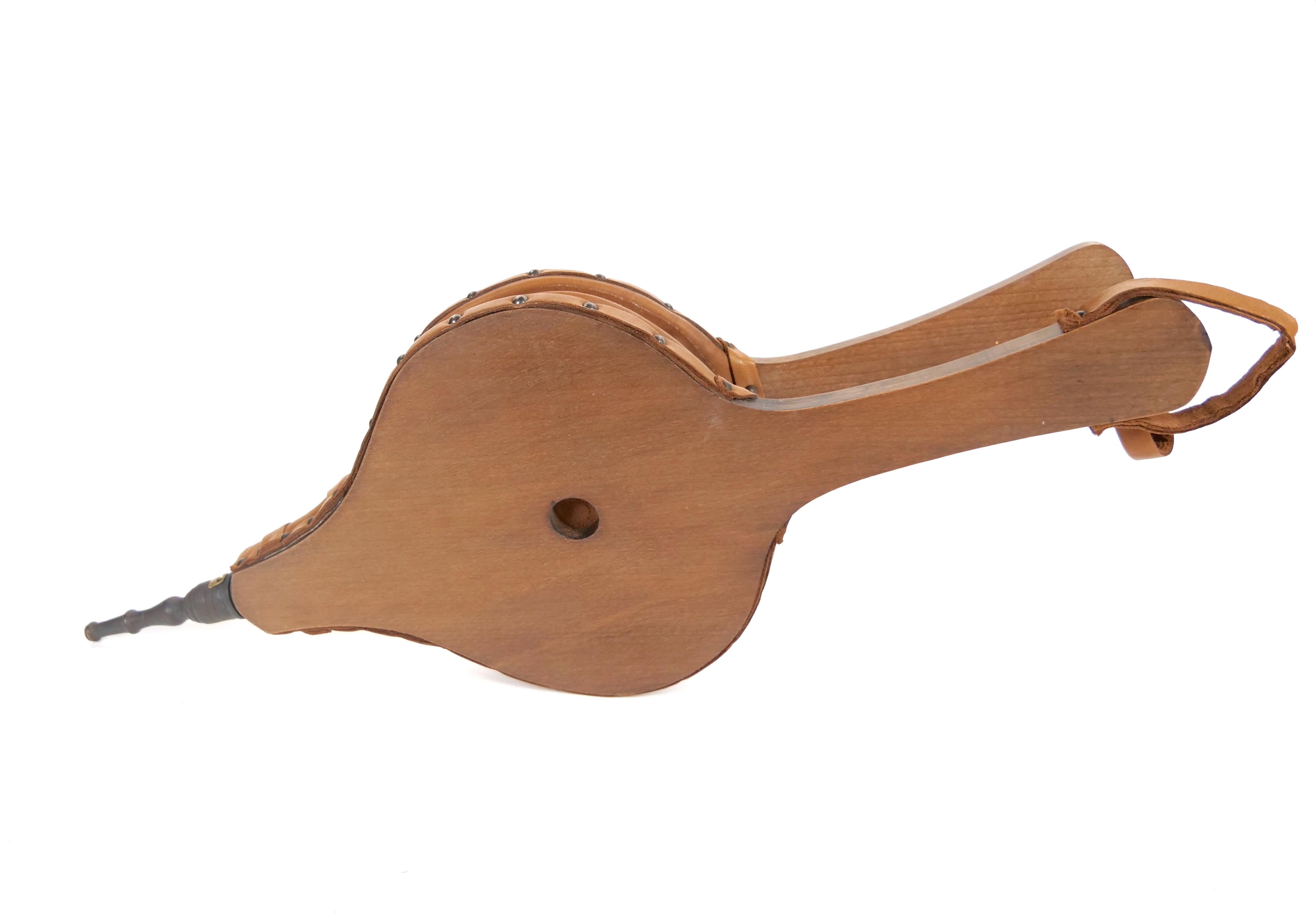 Hand Carved Wood / Brass North American Fireplace Bellows For Sale 2