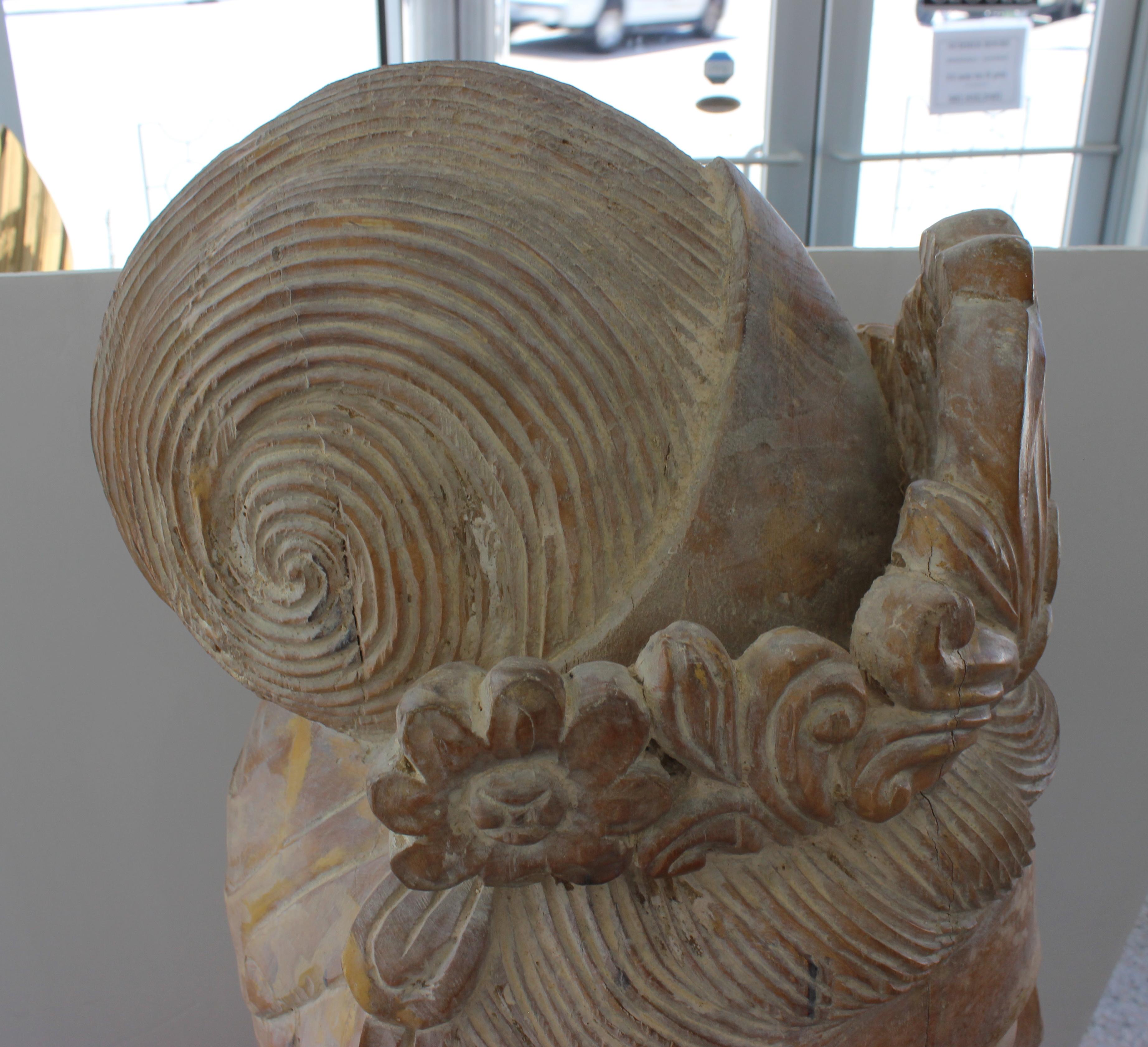 Artisan Carved Wood Buddha Head For Sale 5