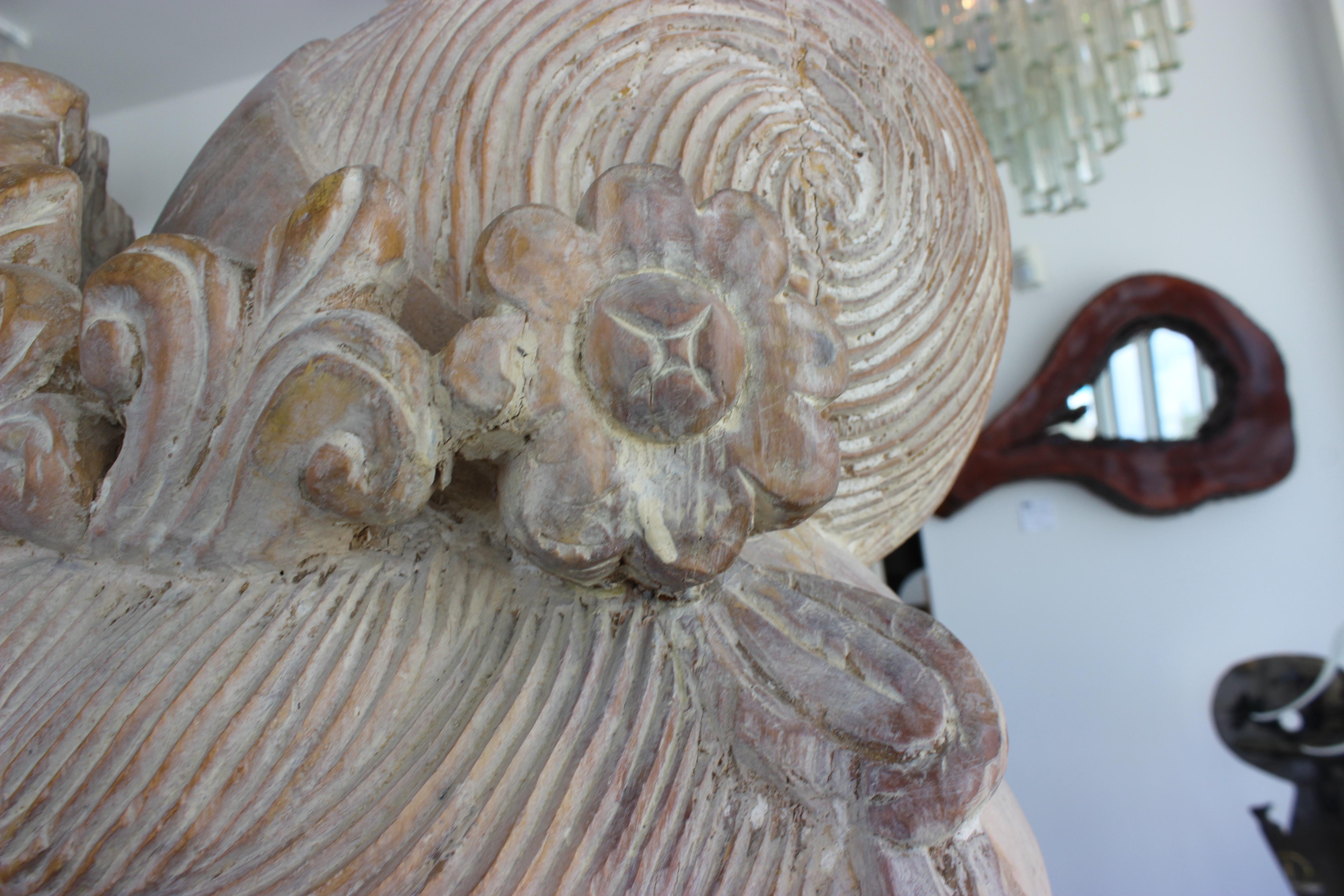 Artisan Carved Wood Buddha Head For Sale 9