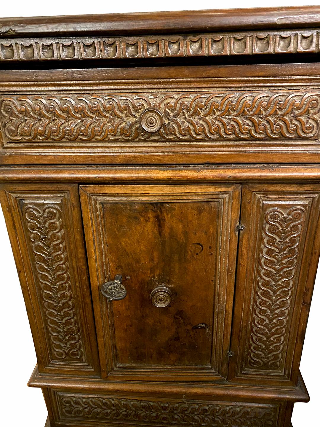 Hand-Carved Hand Carved Wood Cabinet For Sale