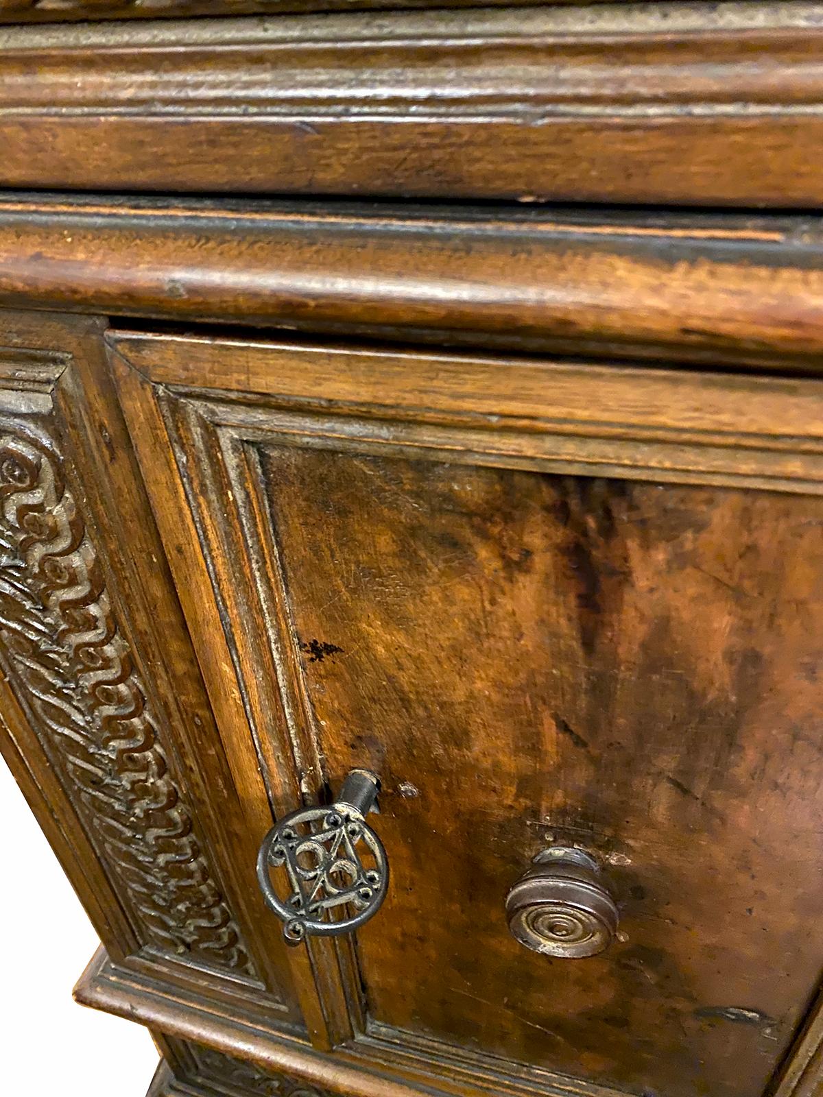 Hand Carved Wood Cabinet In Good Condition For Sale In New York, NY