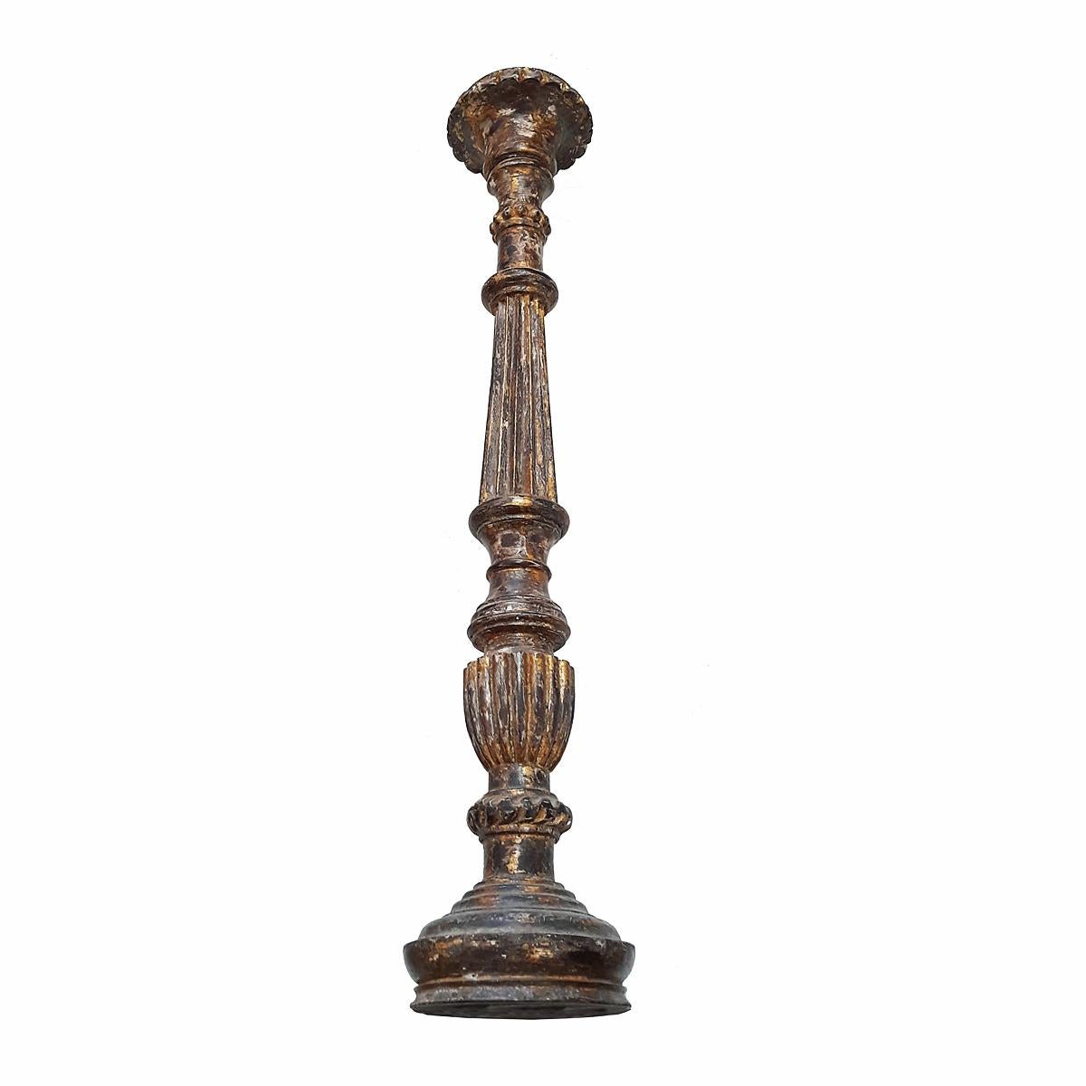 Hand-Carved Wood Candlestick from India, Mid-20th Century For Sale 3