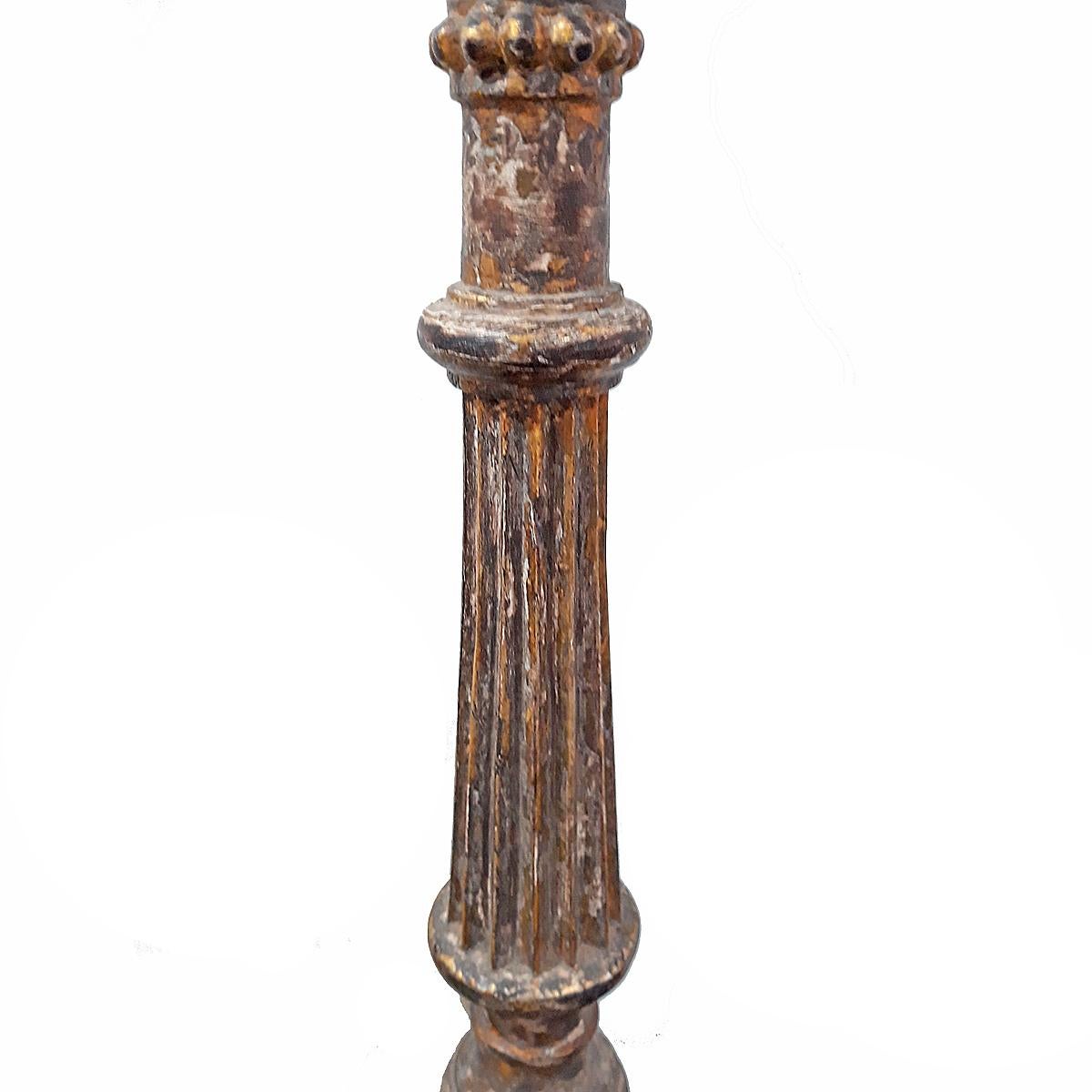 Hand-Carved Wood Candlestick from India, Mid-20th Century For Sale 4